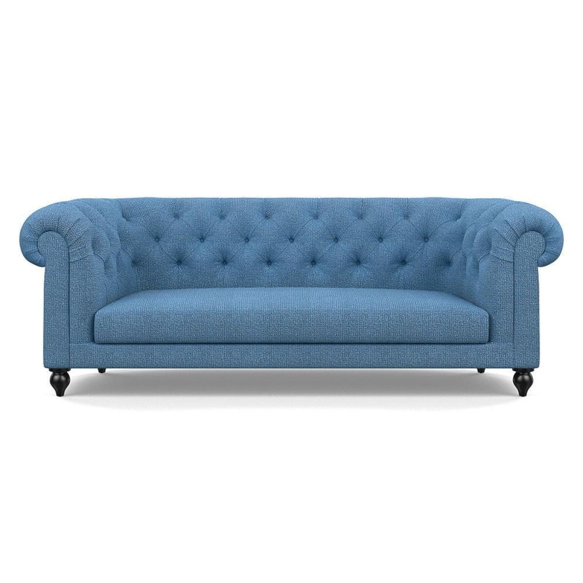 Heal's Fitzrovia 3 Seater Sofa Smart Luxe Velvet Mineral Blue Black Feet – image 31