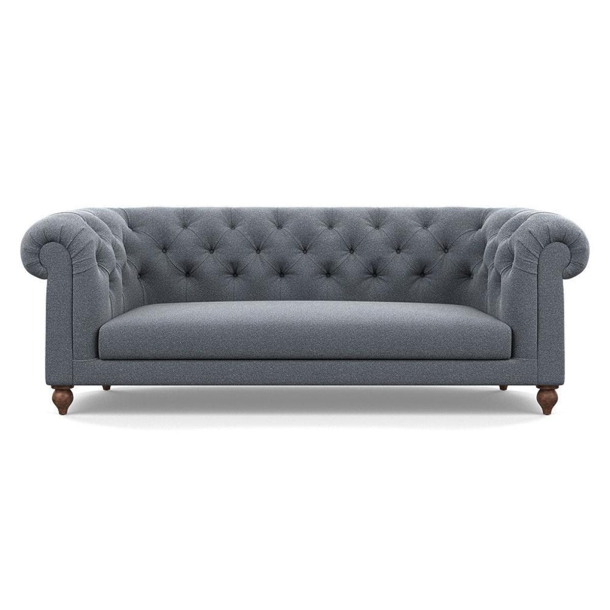 Heal's Fitzrovia 3 Seater Sofa Smart Luxe Velvet Mineral Blue Black Feet – image 35