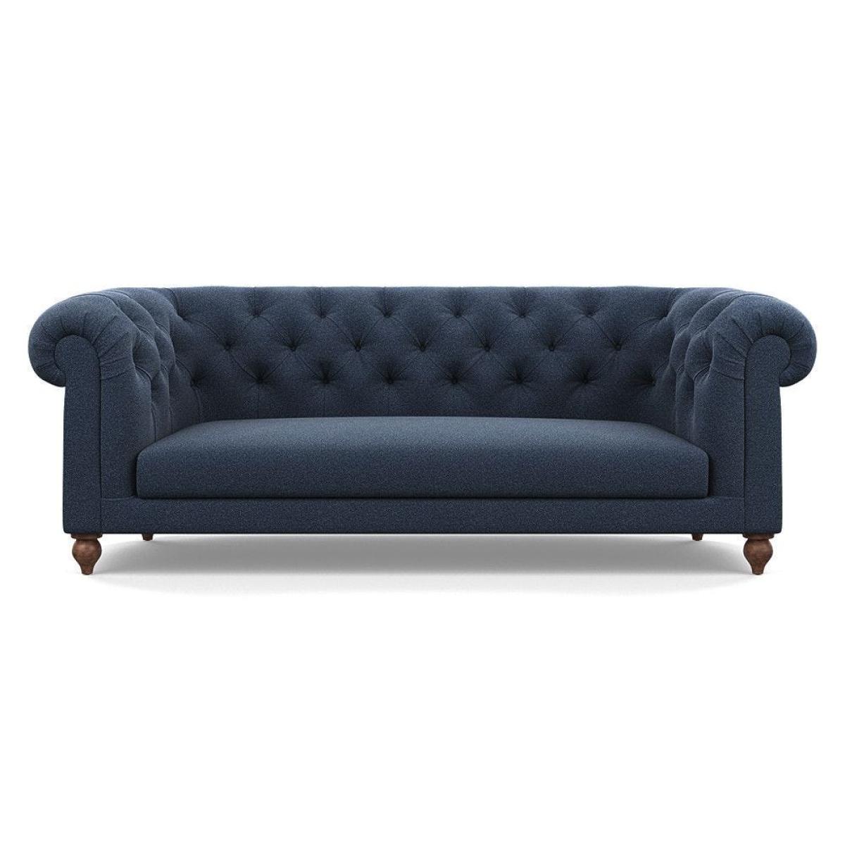 Heal's Fitzrovia 3 Seater Sofa Smart Luxe Velvet Mineral Blue Black Feet – image 6