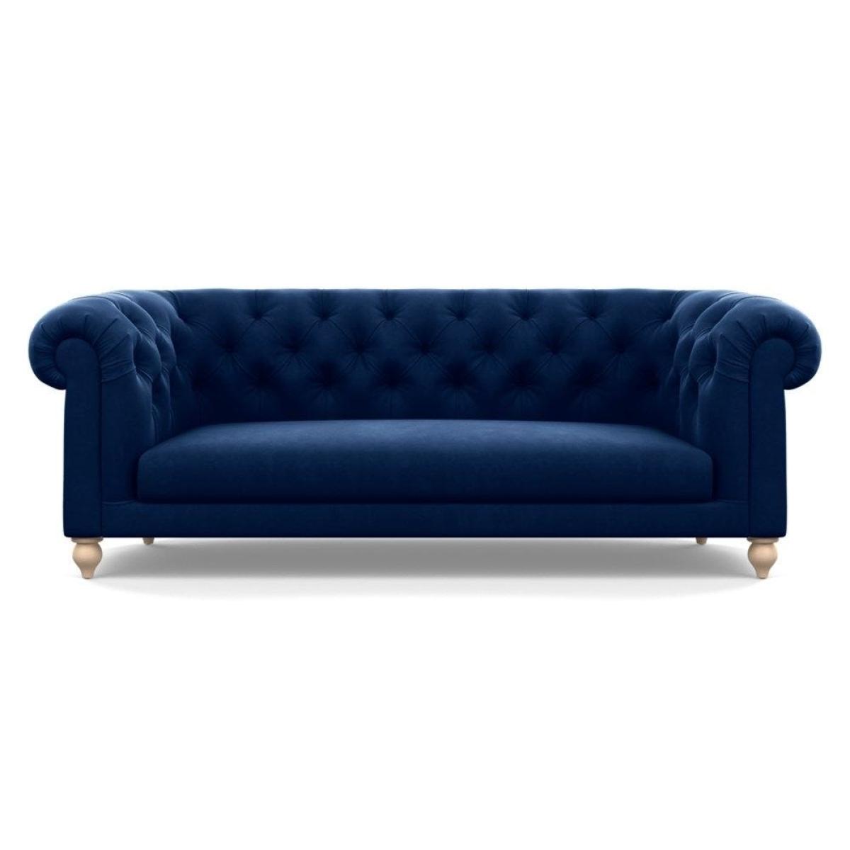 Heal's Fitzrovia 3 Seater Sofa Smart Luxe Velvet Mineral Blue Black Feet – image 55