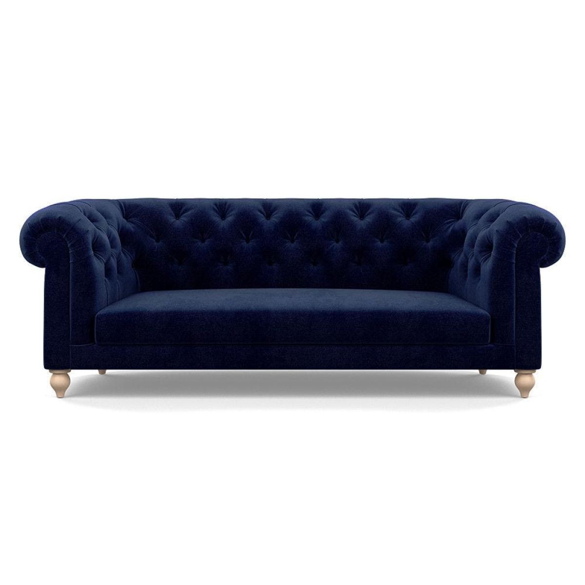 Heal's Fitzrovia 3 Seater Sofa Smart Luxe Velvet Mineral Blue Black Feet – image 58