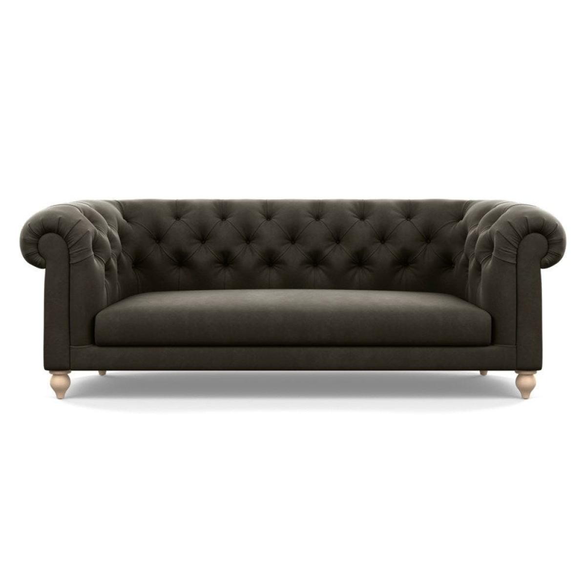 Heal's Fitzrovia 3 Seater Sofa Smart Luxe Velvet Mineral Blue Black Feet – image 8