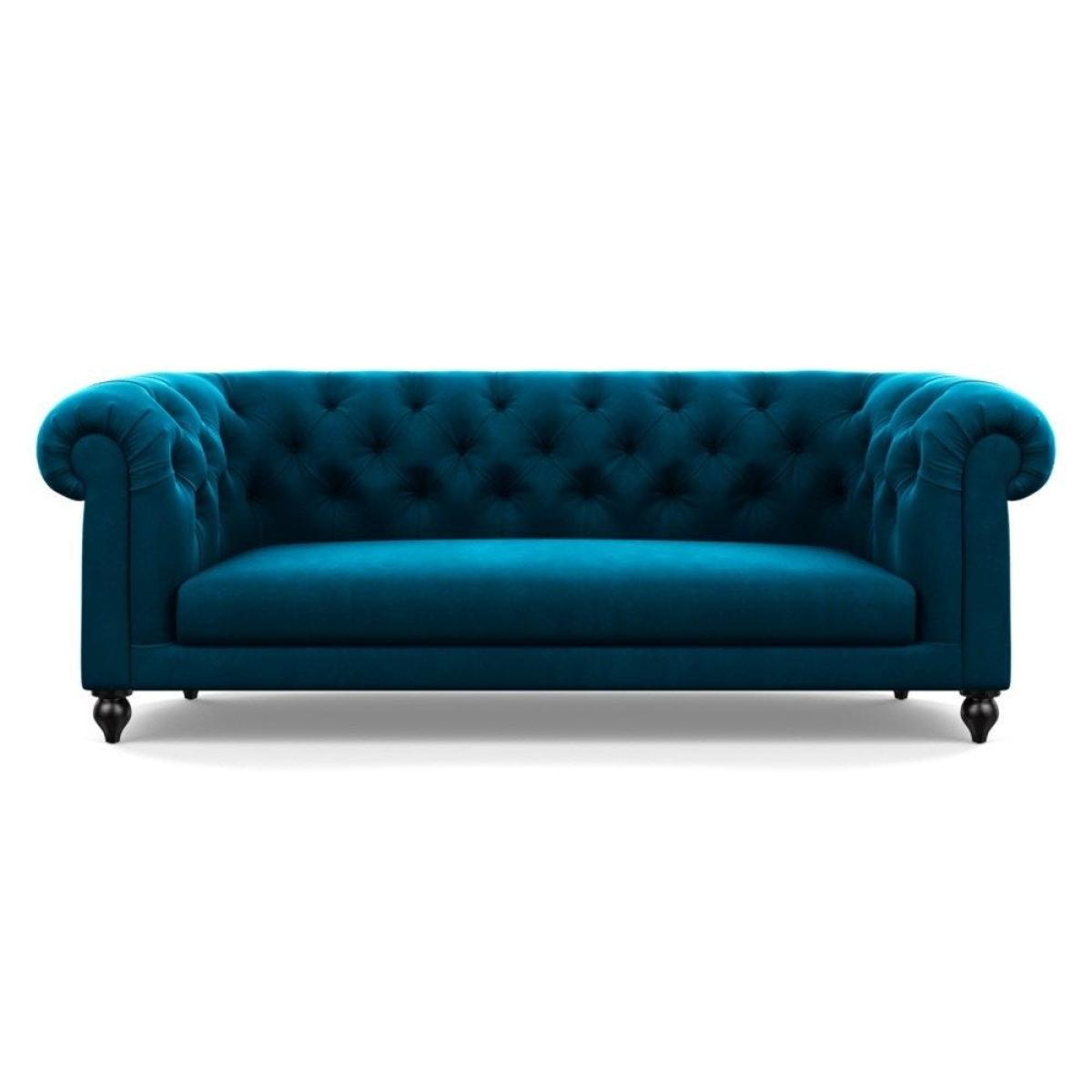 Heal's Fitzrovia 3 Seater Sofa Smart Luxe Velvet Mineral Blue Black Feet – image 82