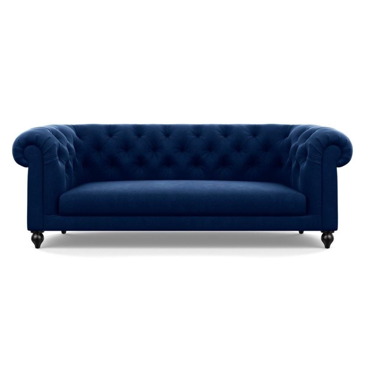Heal's Fitzrovia 3 Seater Sofa Smart Luxe Velvet Mineral Blue Black Feet – image 92
