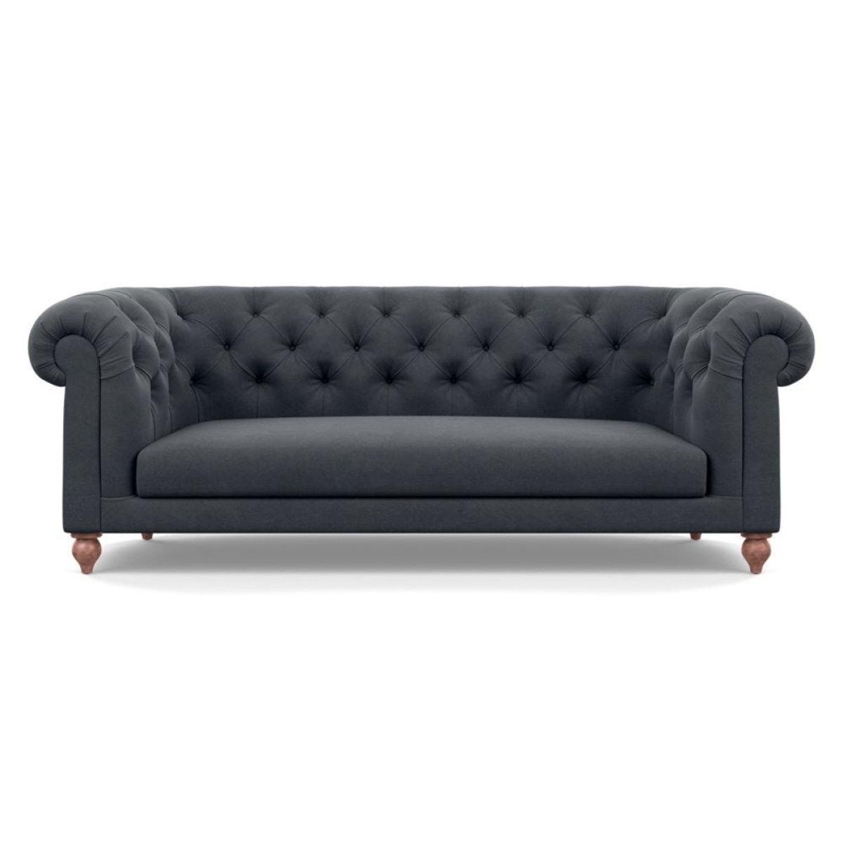 Heal's Fitzrovia 3 Seater Sofa Smart Luxe Velvet Mineral Blue Black Feet – image 94
