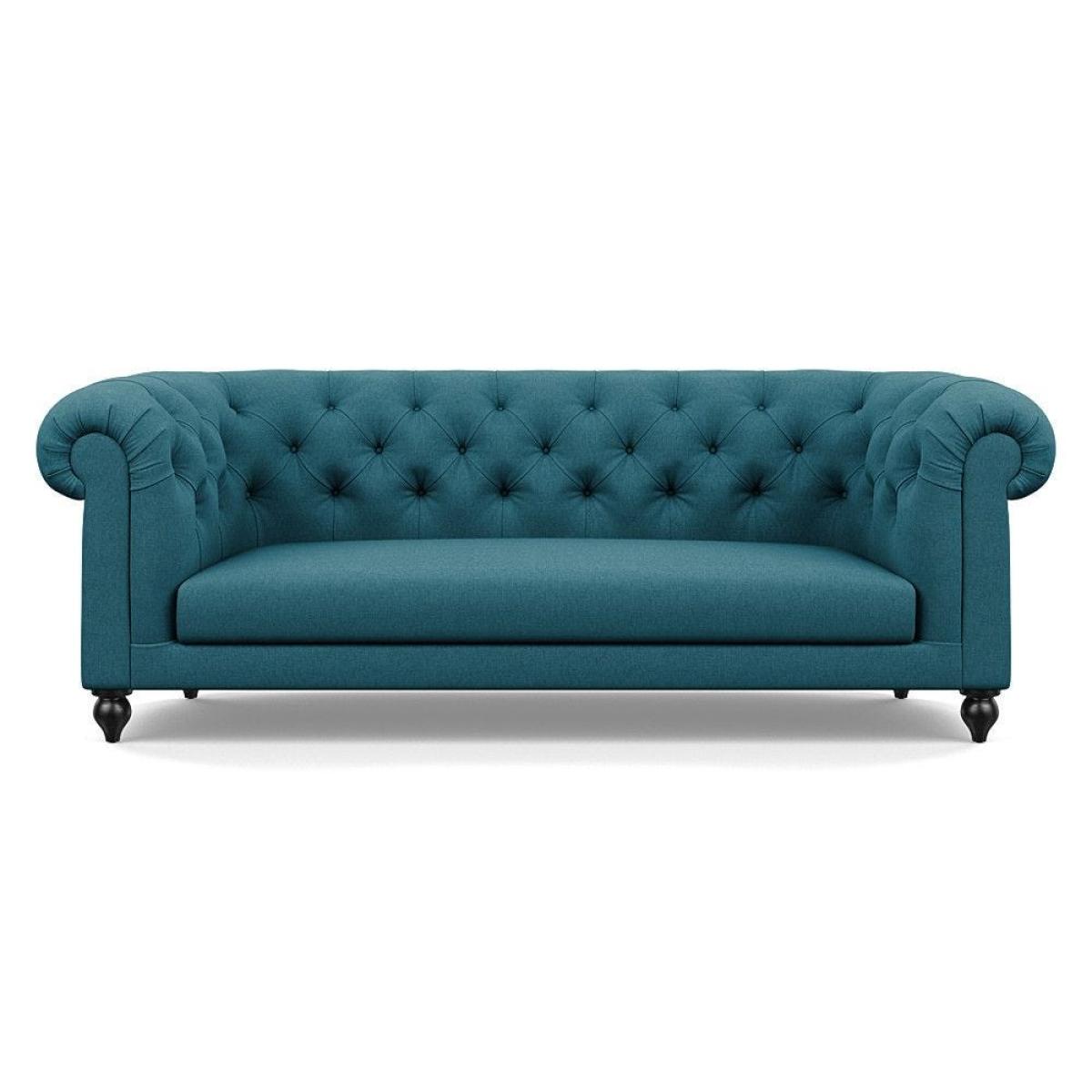 Heal's Fitzrovia 3 Seater Sofa Smart Luxe Velvet Mineral Blue Black Feet – image 95