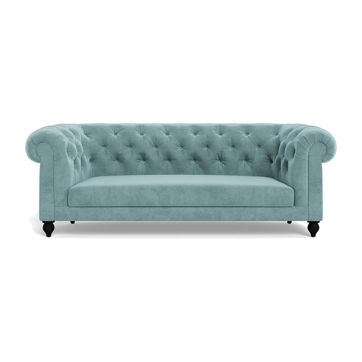 Heal's Fitzrovia 3 Seater Sofa Smart Luxe Velvet Mineral Blue Black Feet – image 1