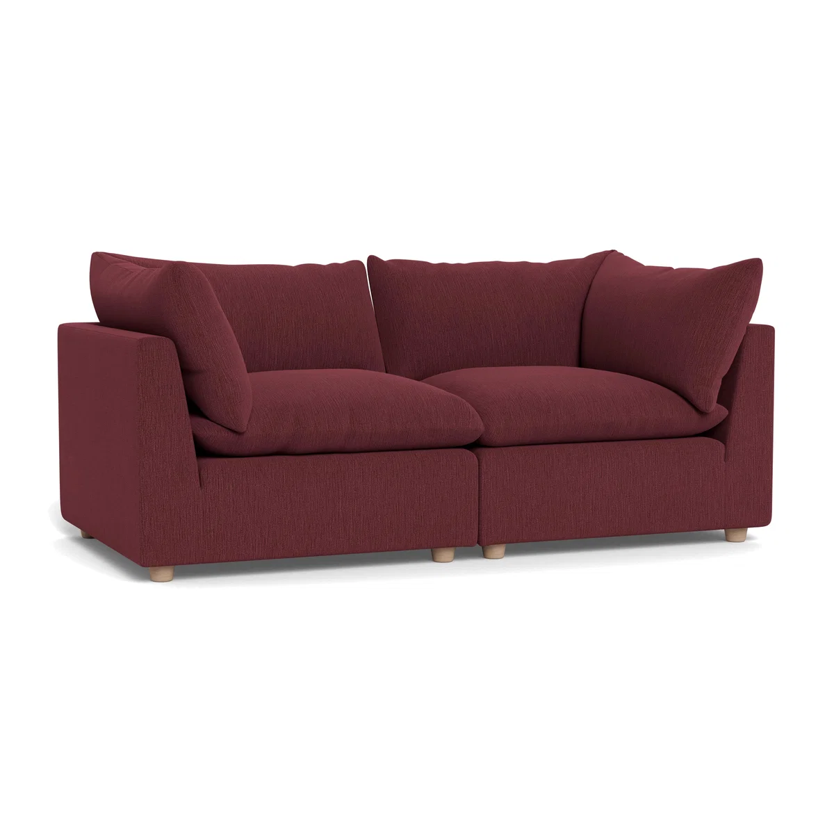 Heal's Astrid 3 Seater Sofa Smart Linen Maroon Walnut Stained Beech Feet – image 1