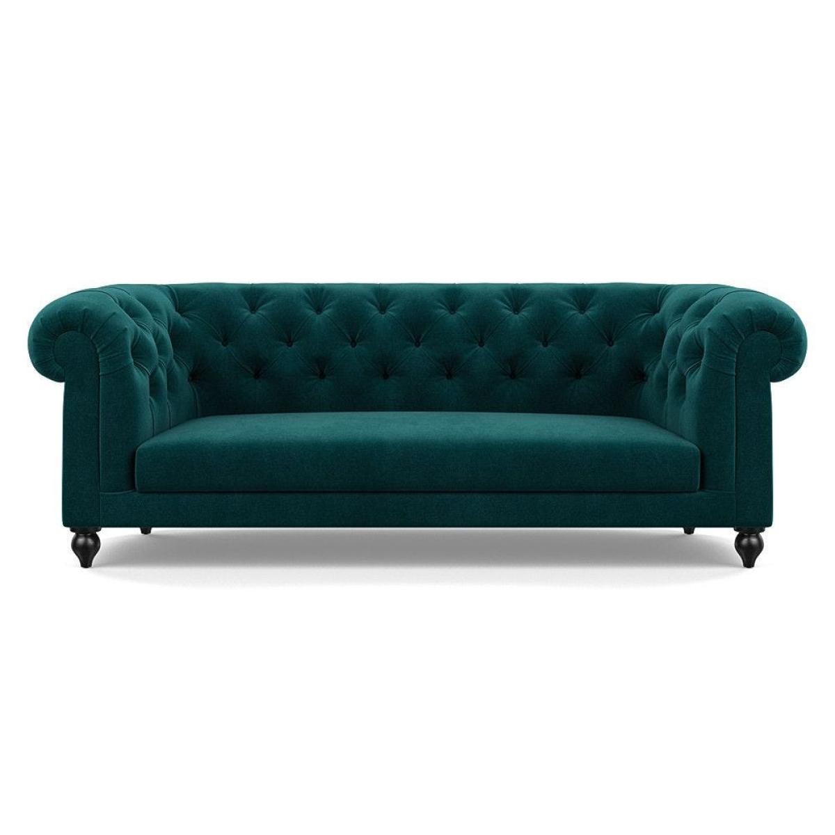 Heal's Fitzrovia 3 Seater Sofa Smart Luxe Velvet Mineral Blue Natural Feet – image 101