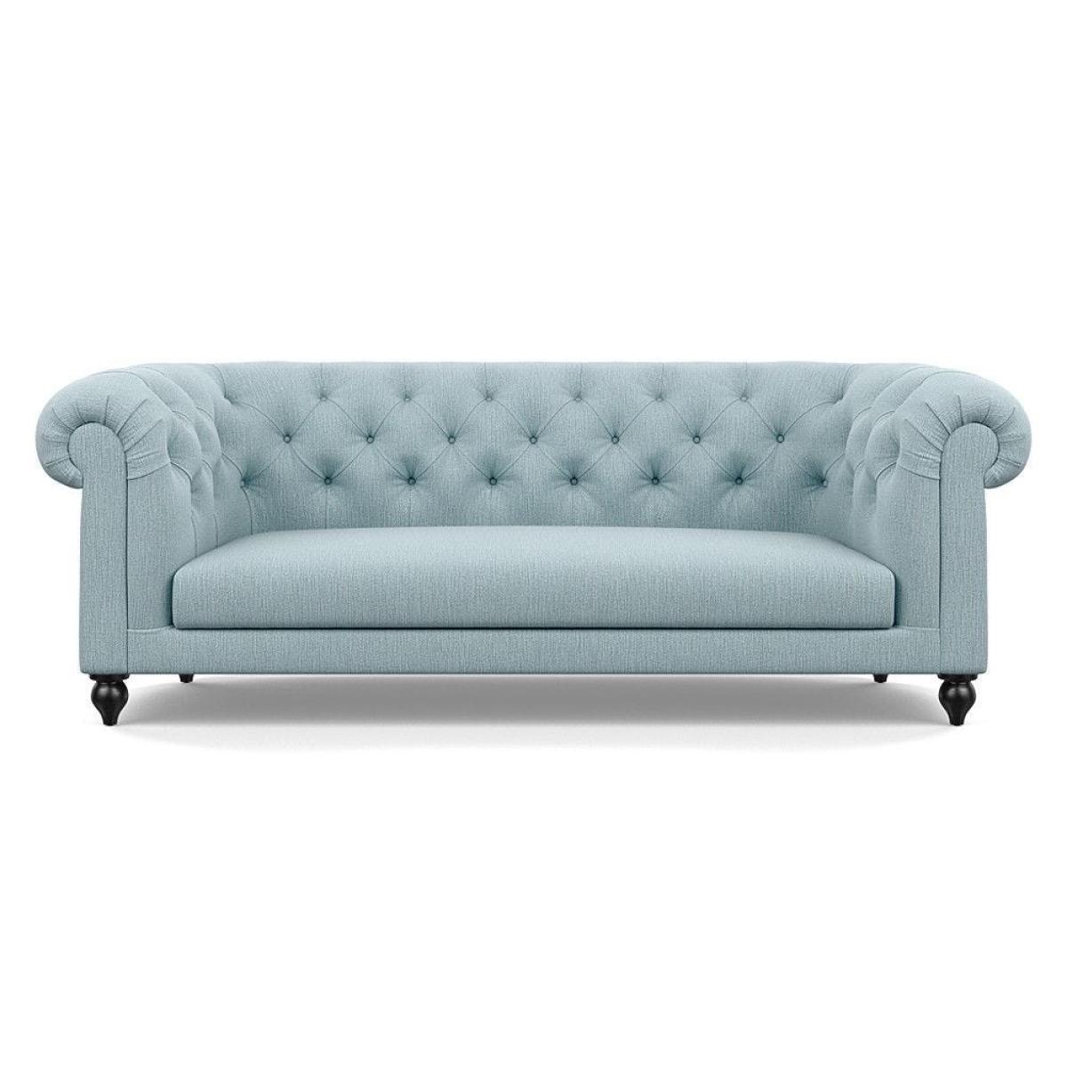 Heal's Fitzrovia 3 Seater Sofa Smart Luxe Velvet Mineral Blue Natural Feet – image 14