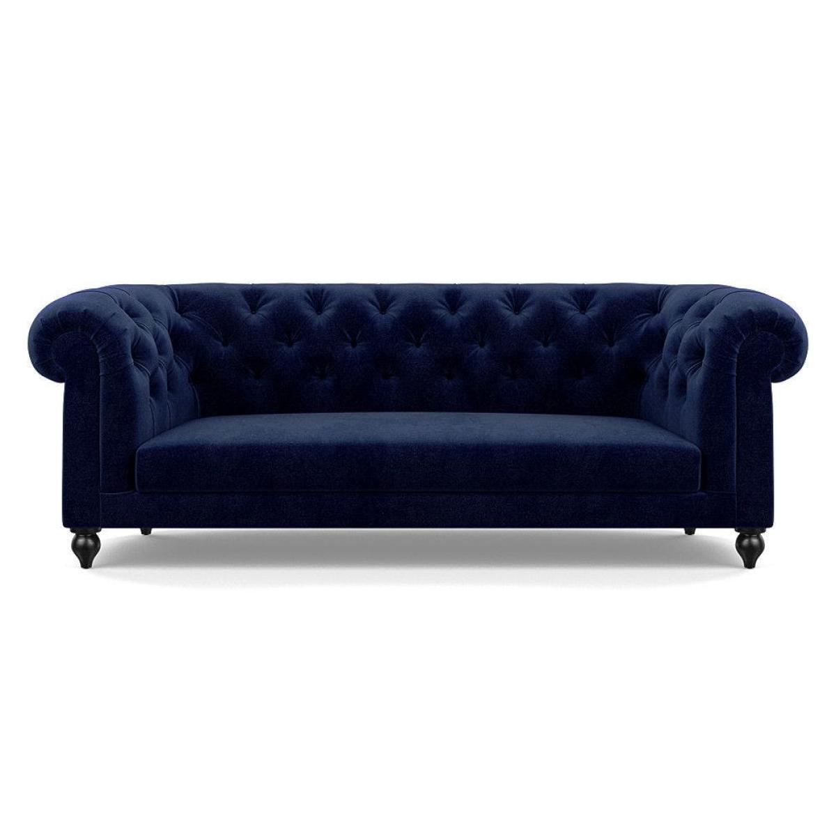 Heal's Fitzrovia 3 Seater Sofa Smart Luxe Velvet Mineral Blue Natural Feet – image 17