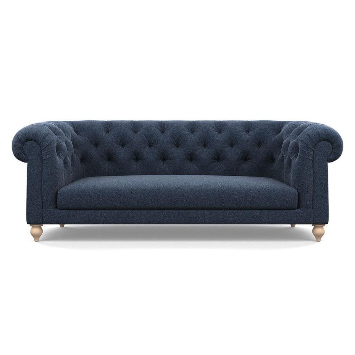 Heal's Fitzrovia 3 Seater Sofa Smart Luxe Velvet Mineral Blue Natural Feet – image 4