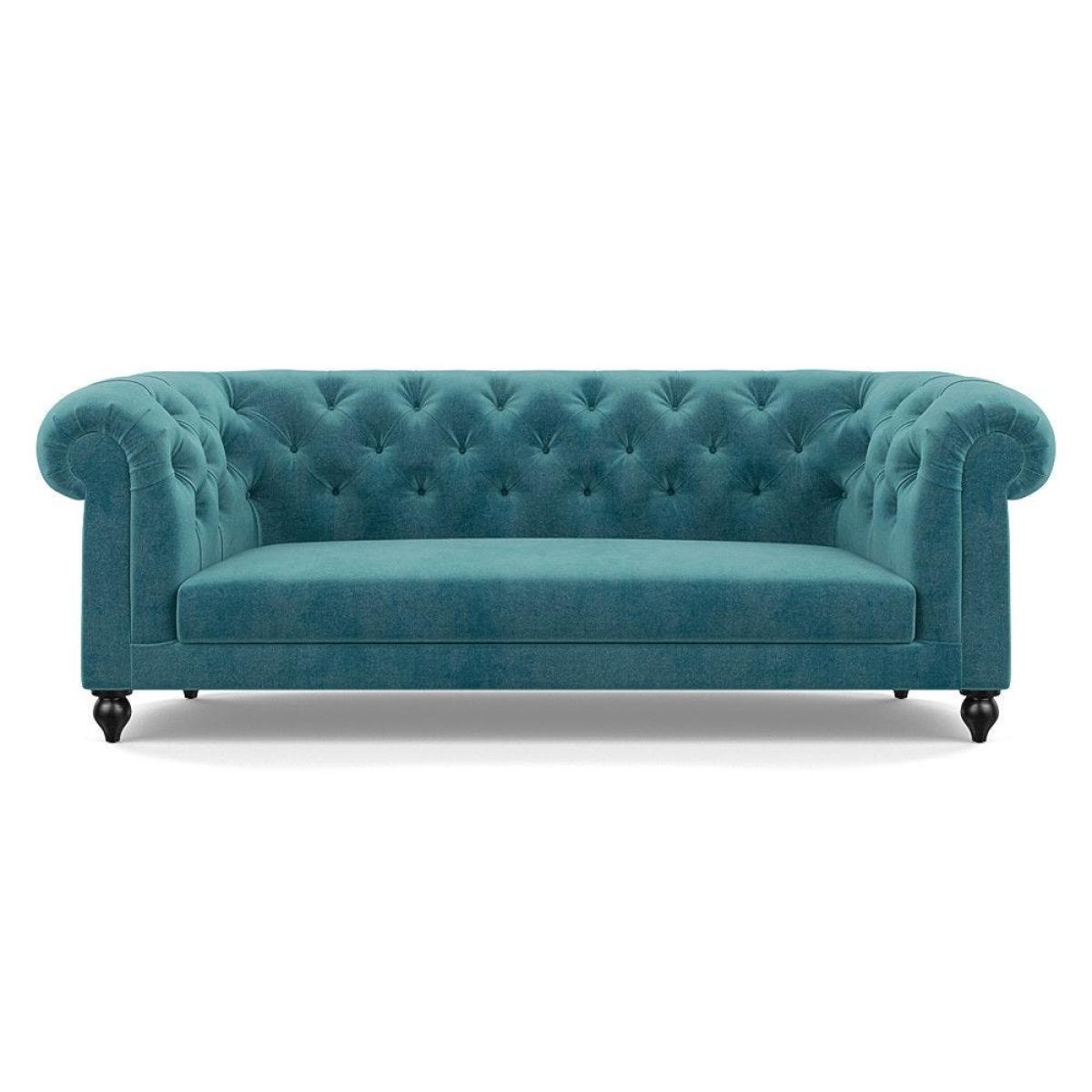Heal's Fitzrovia 3 Seater Sofa Smart Luxe Velvet Mineral Blue Natural Feet – image 32