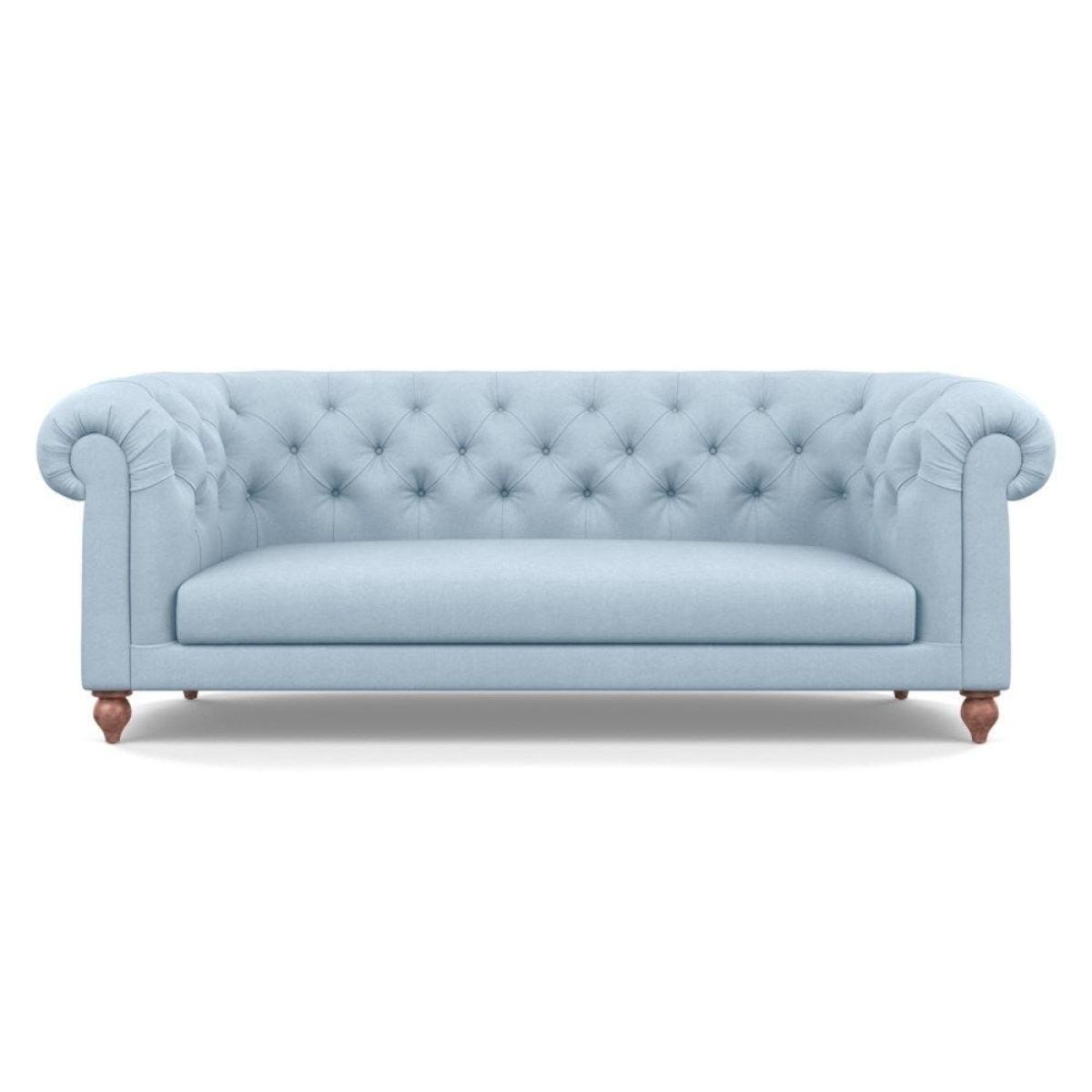 Heal's Fitzrovia 3 Seater Sofa Smart Luxe Velvet Mineral Blue Natural Feet – image 44