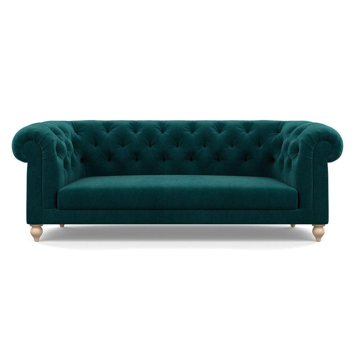 Heal's Fitzrovia 3 Seater Sofa Smart Luxe Velvet Mineral Blue Natural Feet – image 60