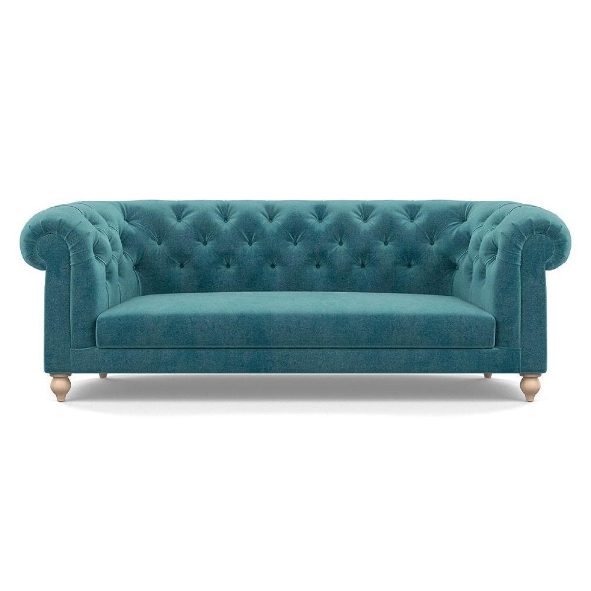 Heal's Fitzrovia 3 Seater Sofa Smart Luxe Velvet Mineral Blue Natural Feet – image 74