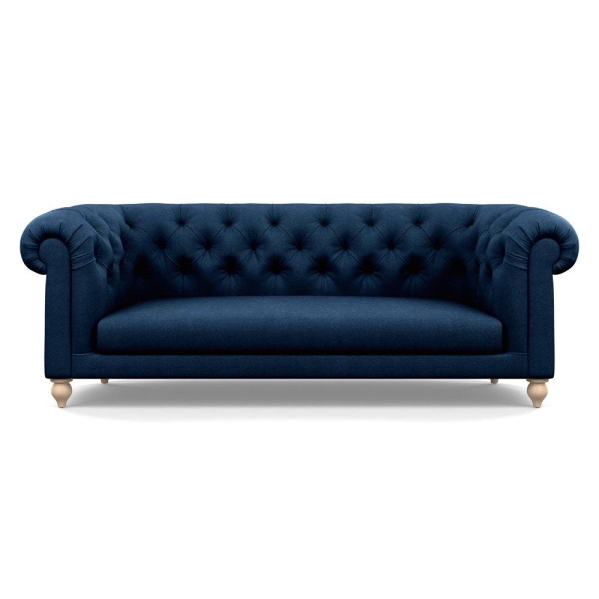 Heal's Fitzrovia 3 Seater Sofa Smart Luxe Velvet Mineral Blue Natural Feet – image 95
