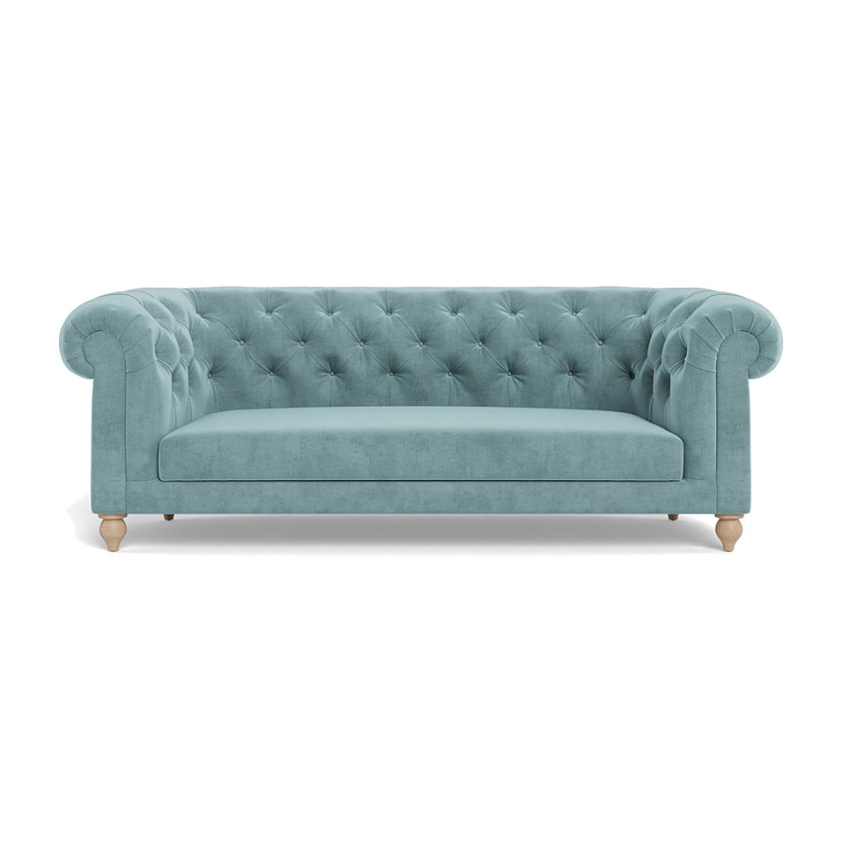 Heal's Fitzrovia 3 Seater Sofa Smart Luxe Velvet Mineral Blue Natural Feet – image 1