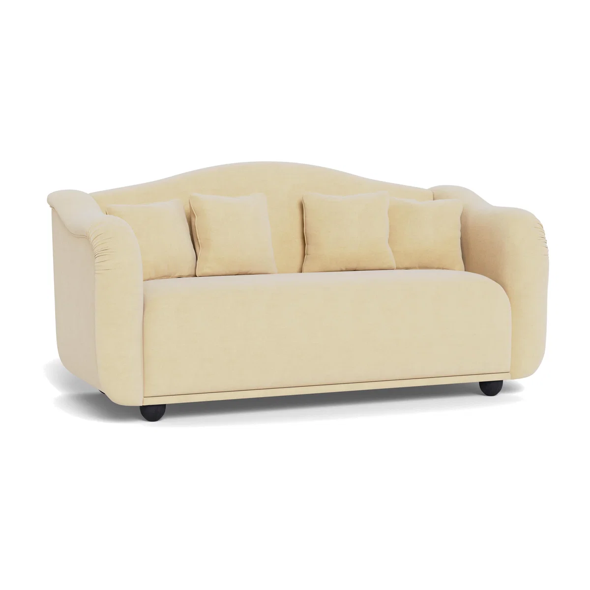 Heal's Tetbury 3 Seater Sofa Smart Luxe Velvet Biscuit Walnut Stained Beech Feet – image 1