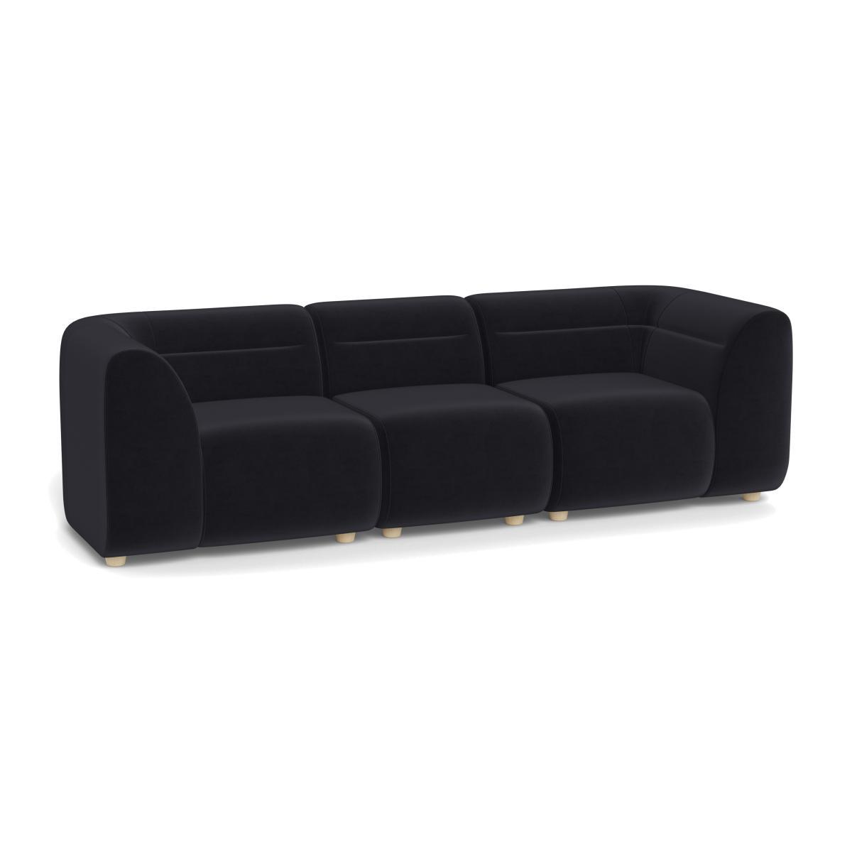 Heal's Lilli 3 Seater Sofa Velvet Black Natural Ash Feet - Heal's UK Furniture – image 1