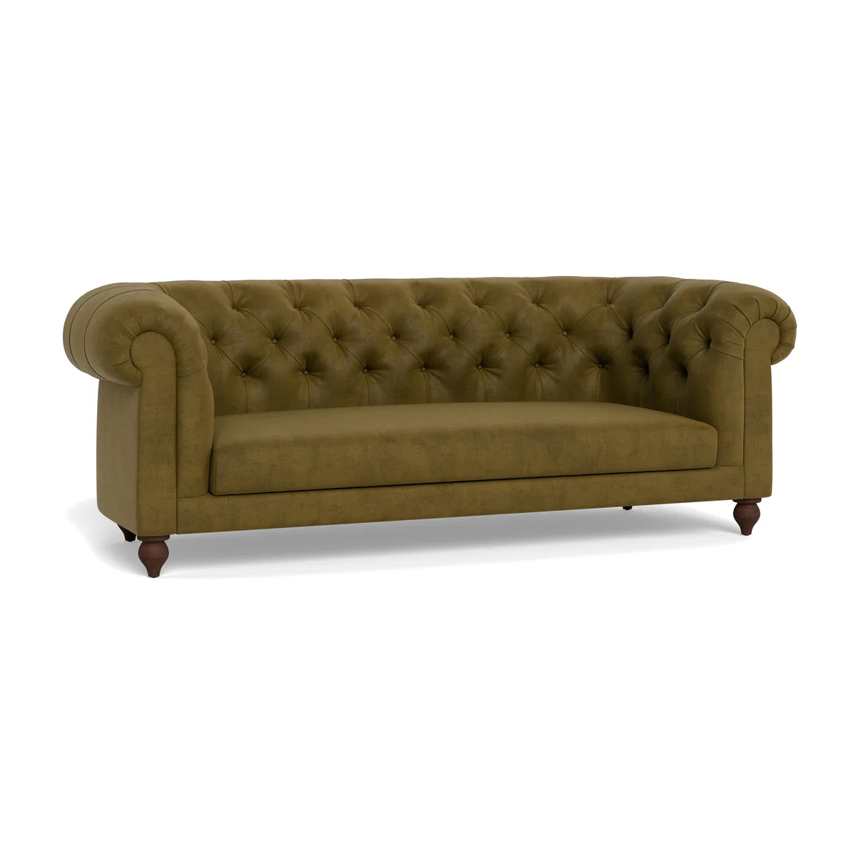 Heal's Fitzrovia 3 Seater Sofa Smart Luxe Velvet Peridot Stained Oak Feet – image 1