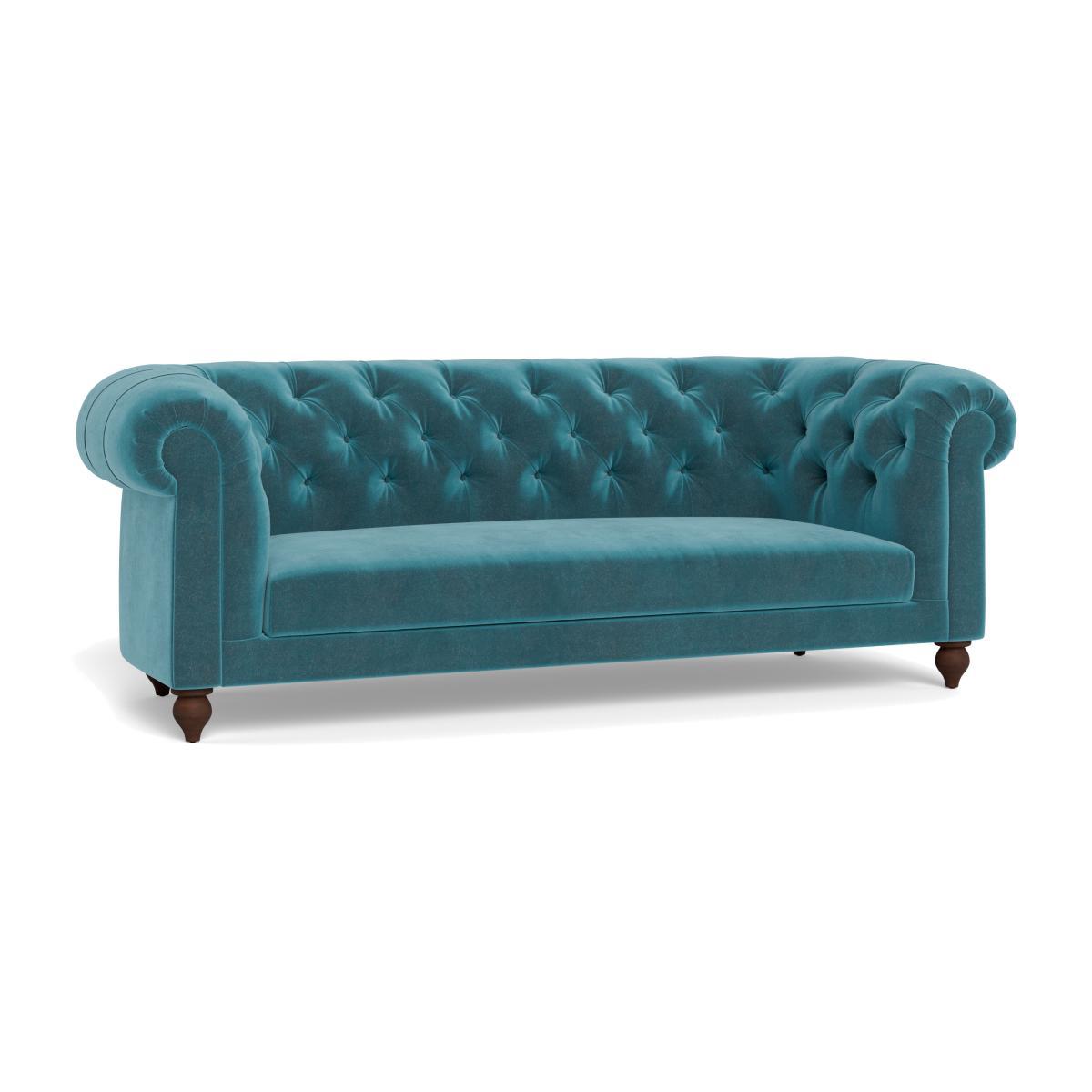 Heal's Fitzrovia 3 Seater Sofa Smart Luxe Velvet Airforce Blue Black Feet - Heal's UK Furniture – image 1
