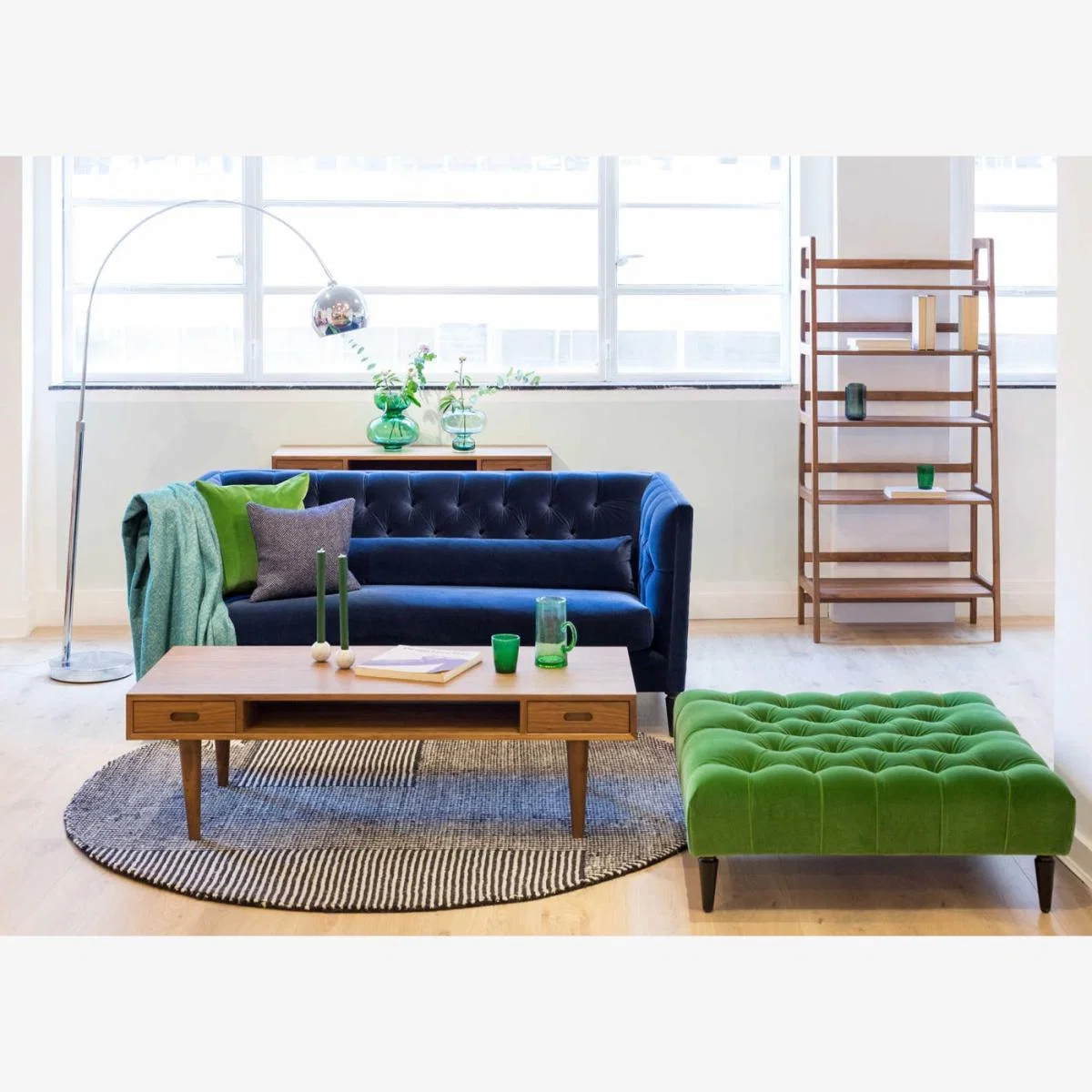 Heal's Balmoral 3 Seater Sofa Smart Luxe Velvet Midnight Black Feet - Heal's UK Furniture