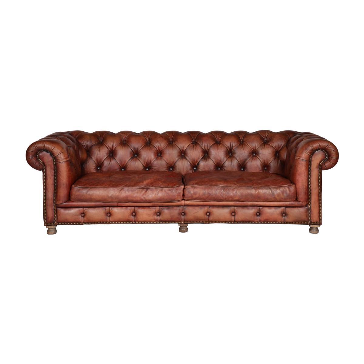 Heal's Westminster Feather 3 Seater Sofa Vagabond Red Leather - Heal's UK Furniture – image 1
