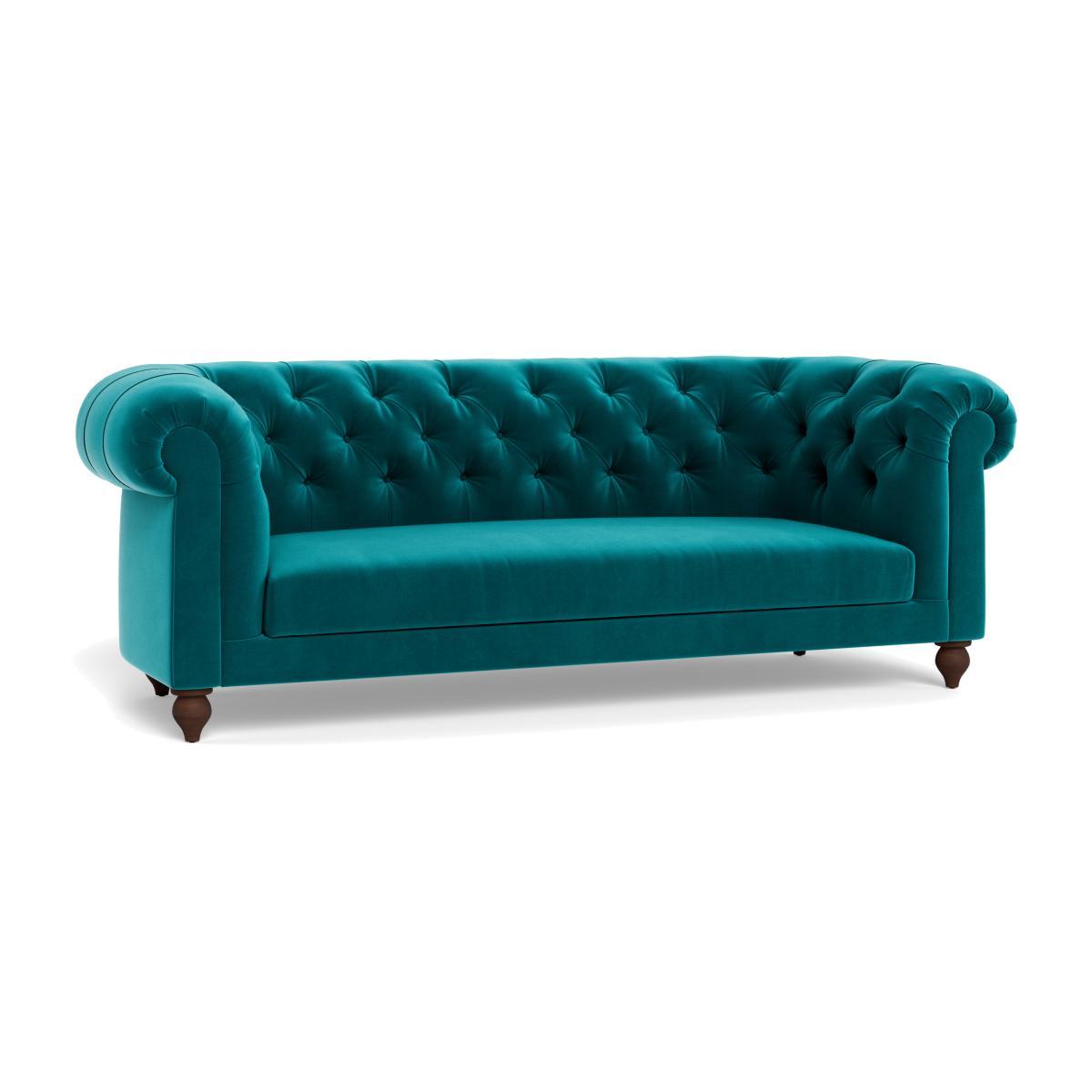 Heal's Fitzrovia 3 Seater Sofa Smart Velvet Petrol Black Feet - Heal's UK Furniture – image 1