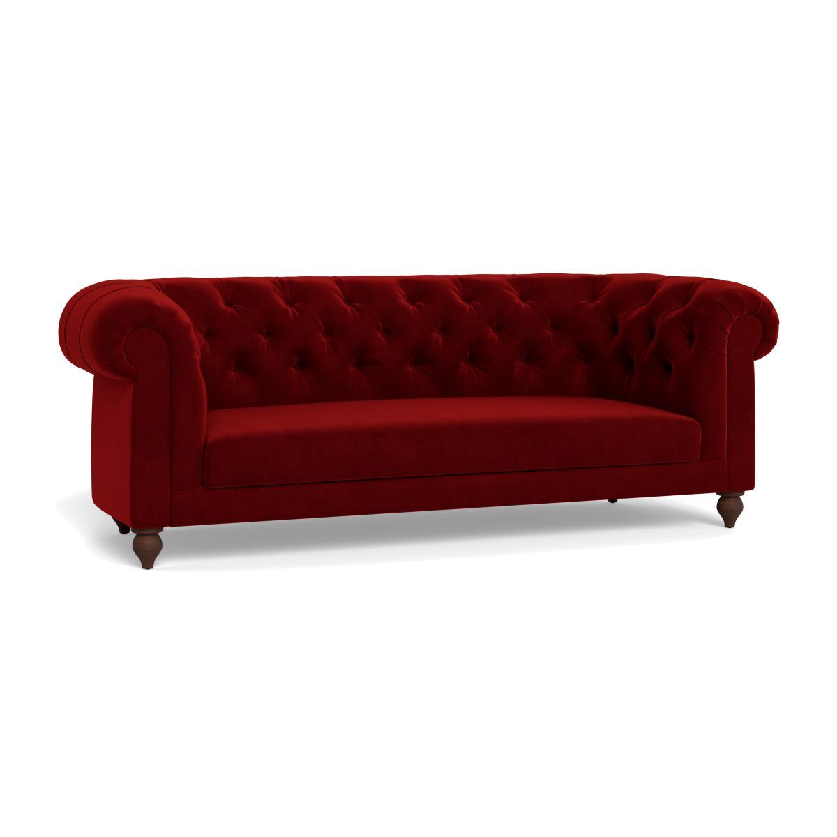 Heal's Fitzrovia 3 Seater Sofa Smart Luxe Velvet Mulberry Chestnut Stain Feet - Heal's UK Furniture – image 1