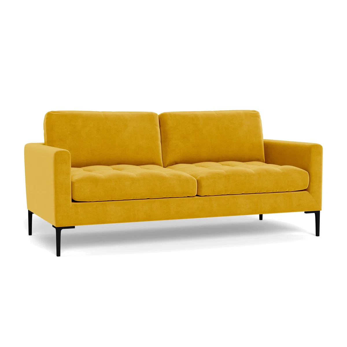Heal's Eton 3 Seater Sofa Smart Luxe Velvet Canary Black Feet - Heal's UK Furniture – image 1