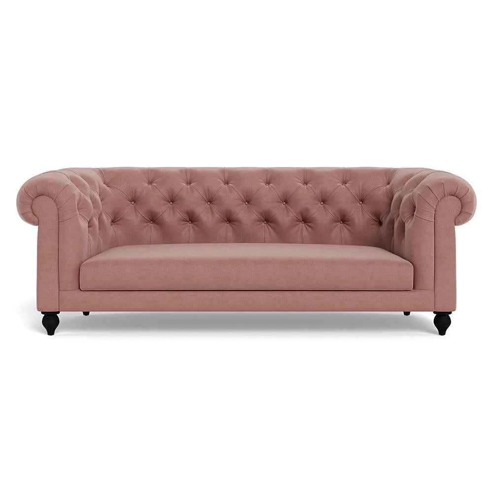 Heal's Fitzrovia 3 Seater Sofa Smart Luxe Velvet Dusky Pink Black Painted Oak Feet – image 2