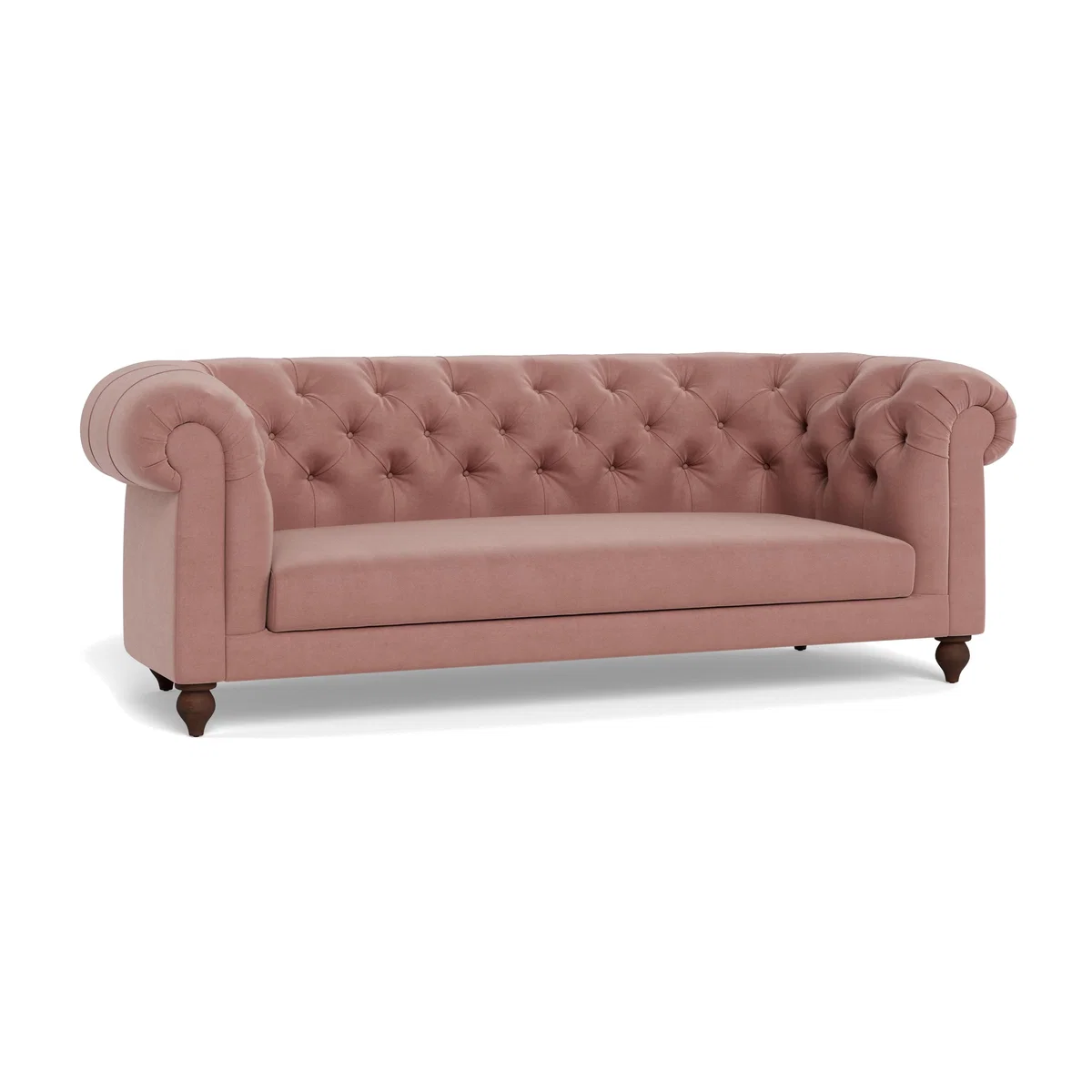 Heal's Fitzrovia 3 Seater Sofa Smart Luxe Velvet Dusky Pink Black Painted Oak Feet – image 1
