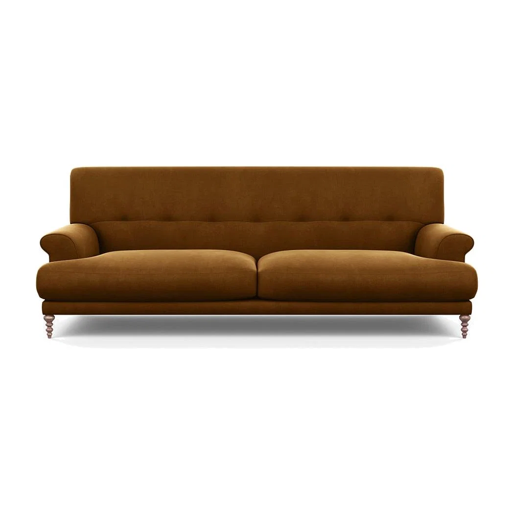 Scp Oscar 3 Seater Informal Sofa Varese Velvet Olive Green Walnut Feet - Heal's UK Furniture