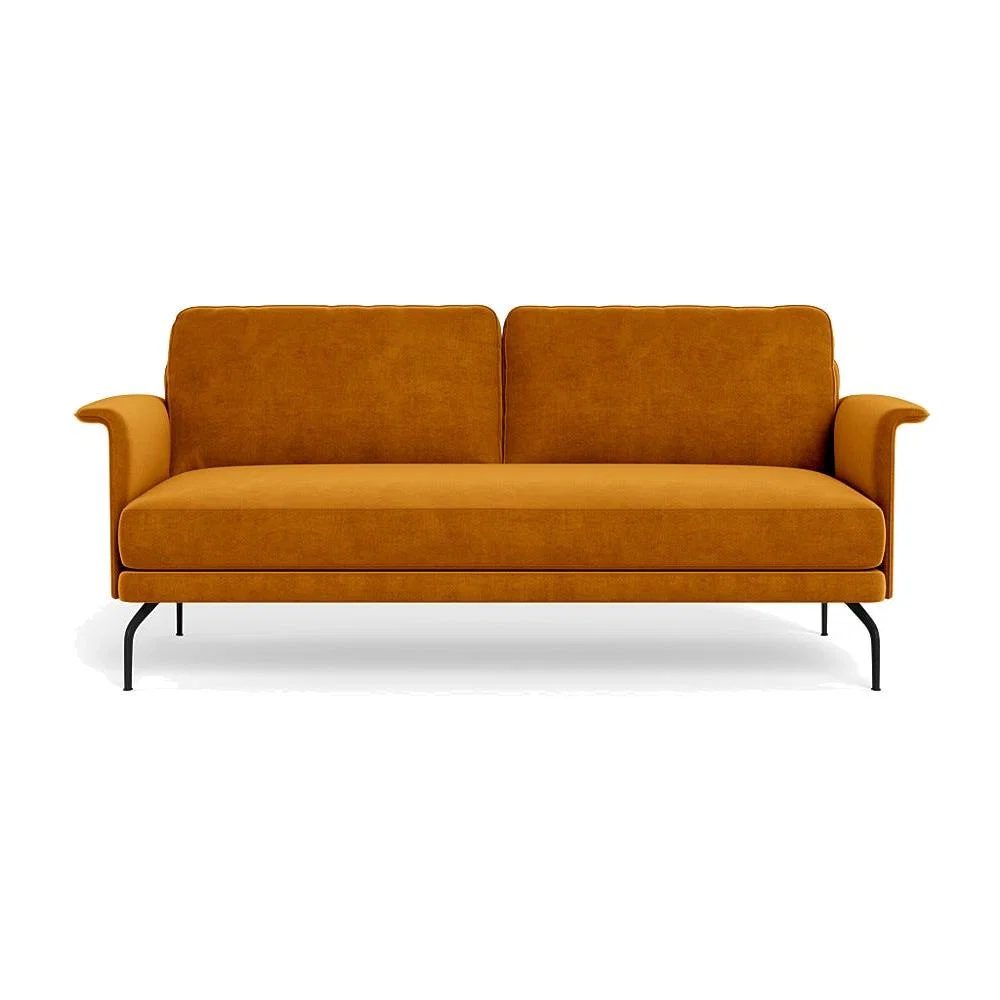 Heal's Iver 3 Seater Sofa Smart Luxe Velvet Cognac Black Feet