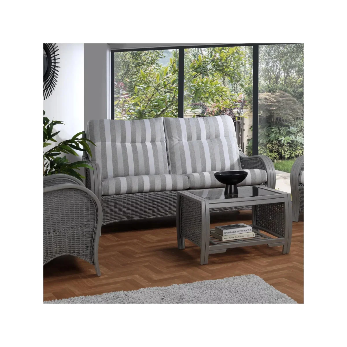 Desser Turin Rattan Striped 3-Seater Sofa, Duke Grey – image 3