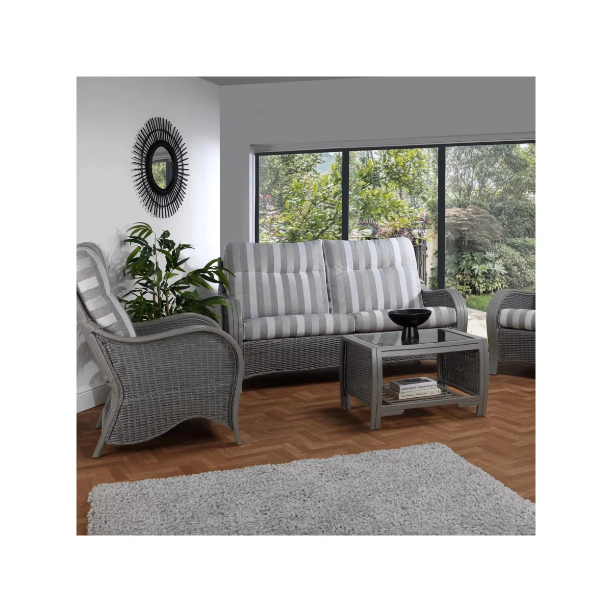 Desser Turin Rattan Striped 3-Seater Sofa, Duke Grey – image 4