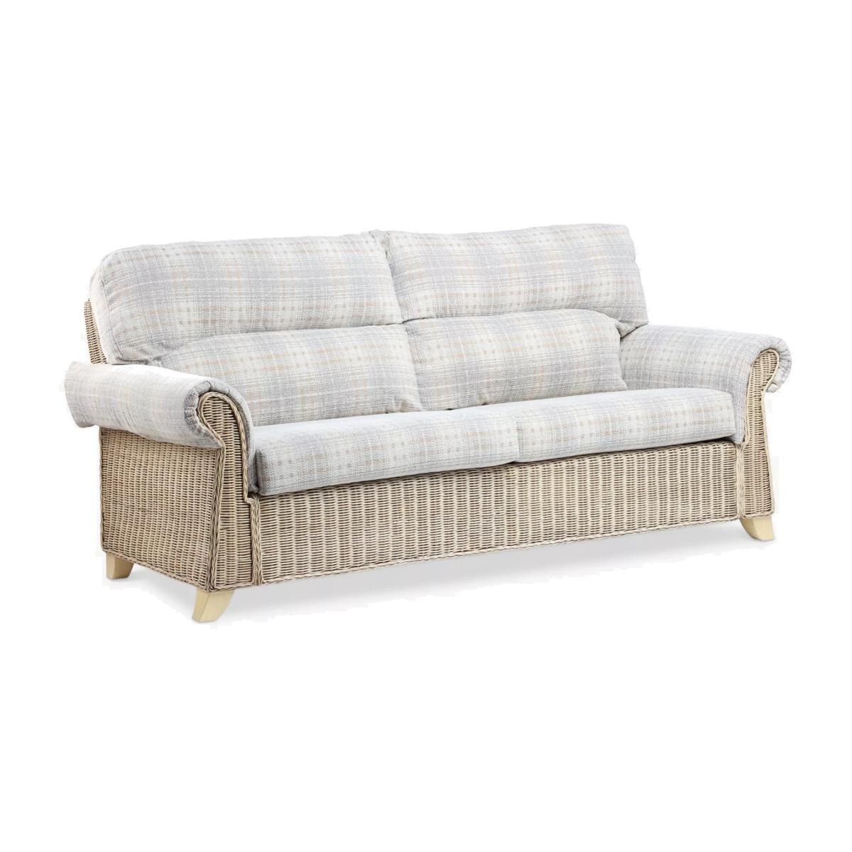 Desser Clifton Rattan Athena Check 3-Seater Sofa, Grey – image 1