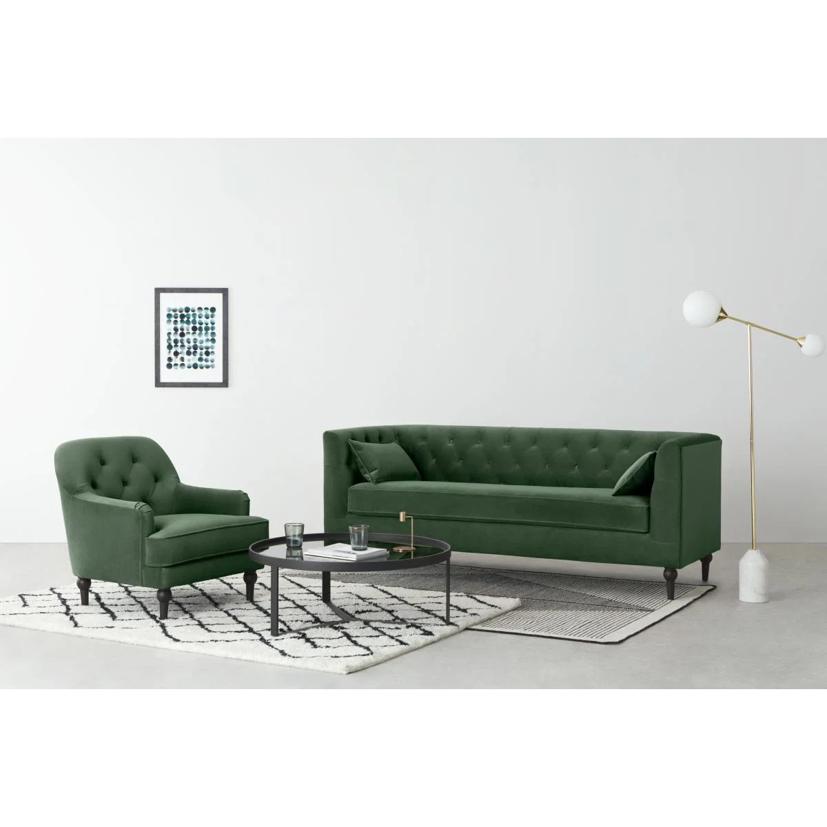 Flynn 3 Seater Sofa, Elm Green Velvet – image 4