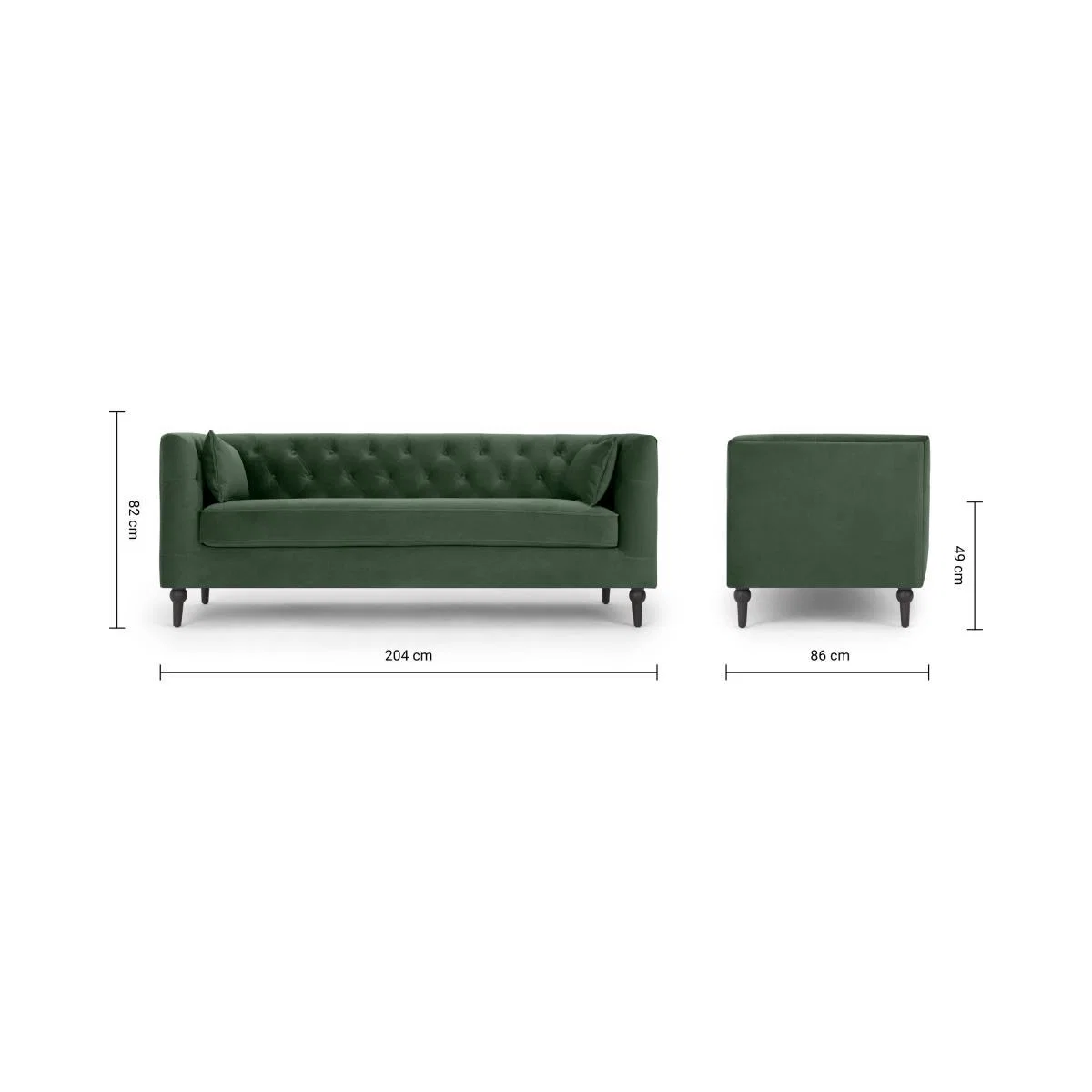 Flynn 3 Seater Sofa, Elm Green Velvet – image 9