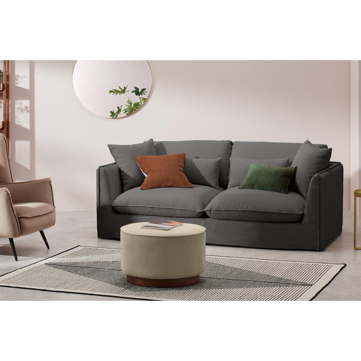 Kasiani 3 Seater Sofa, Steel Cotton & Linen Mix – image 4