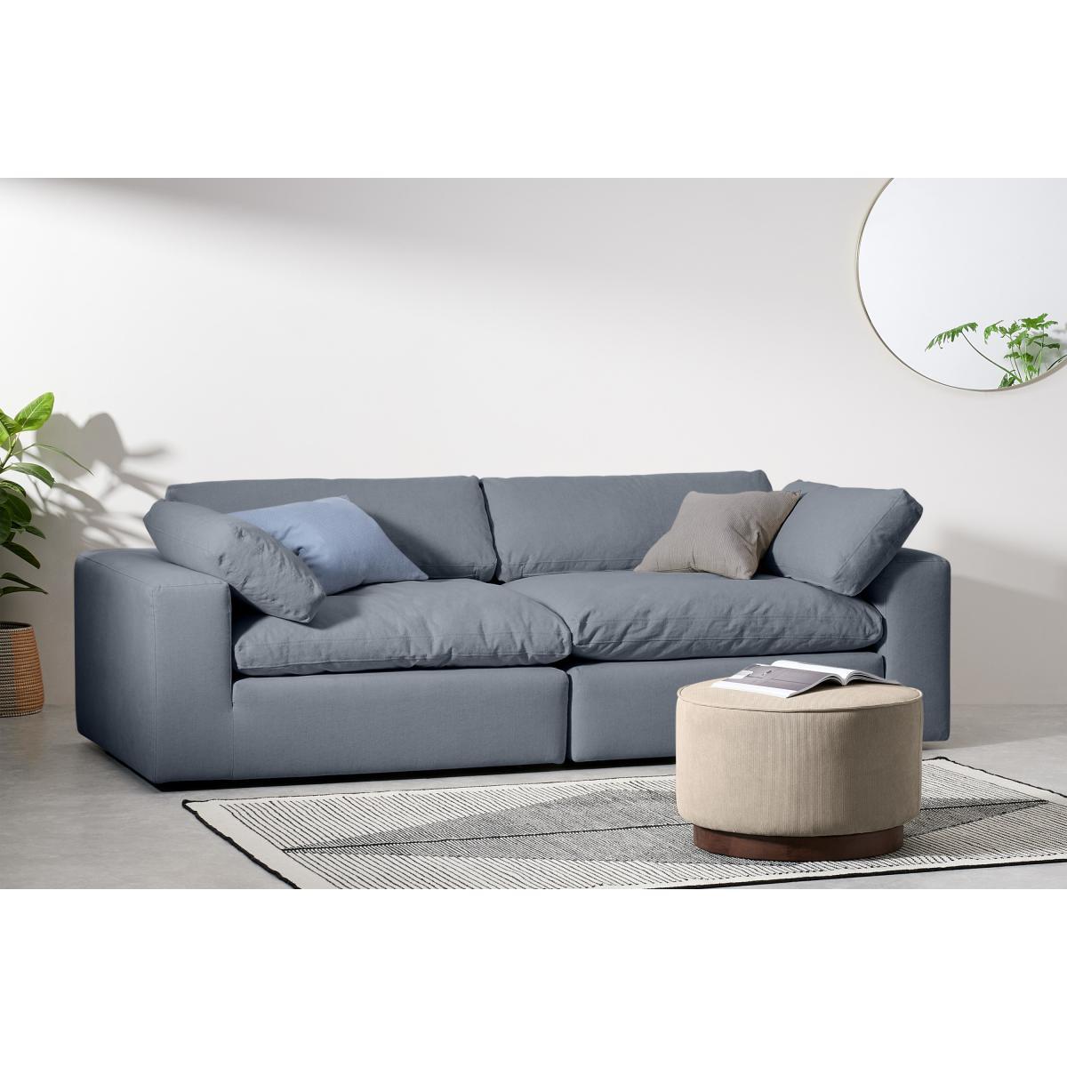 Samona 4 Seater Sofa, Jeans Blue Cotton & Linen Blend – image 4