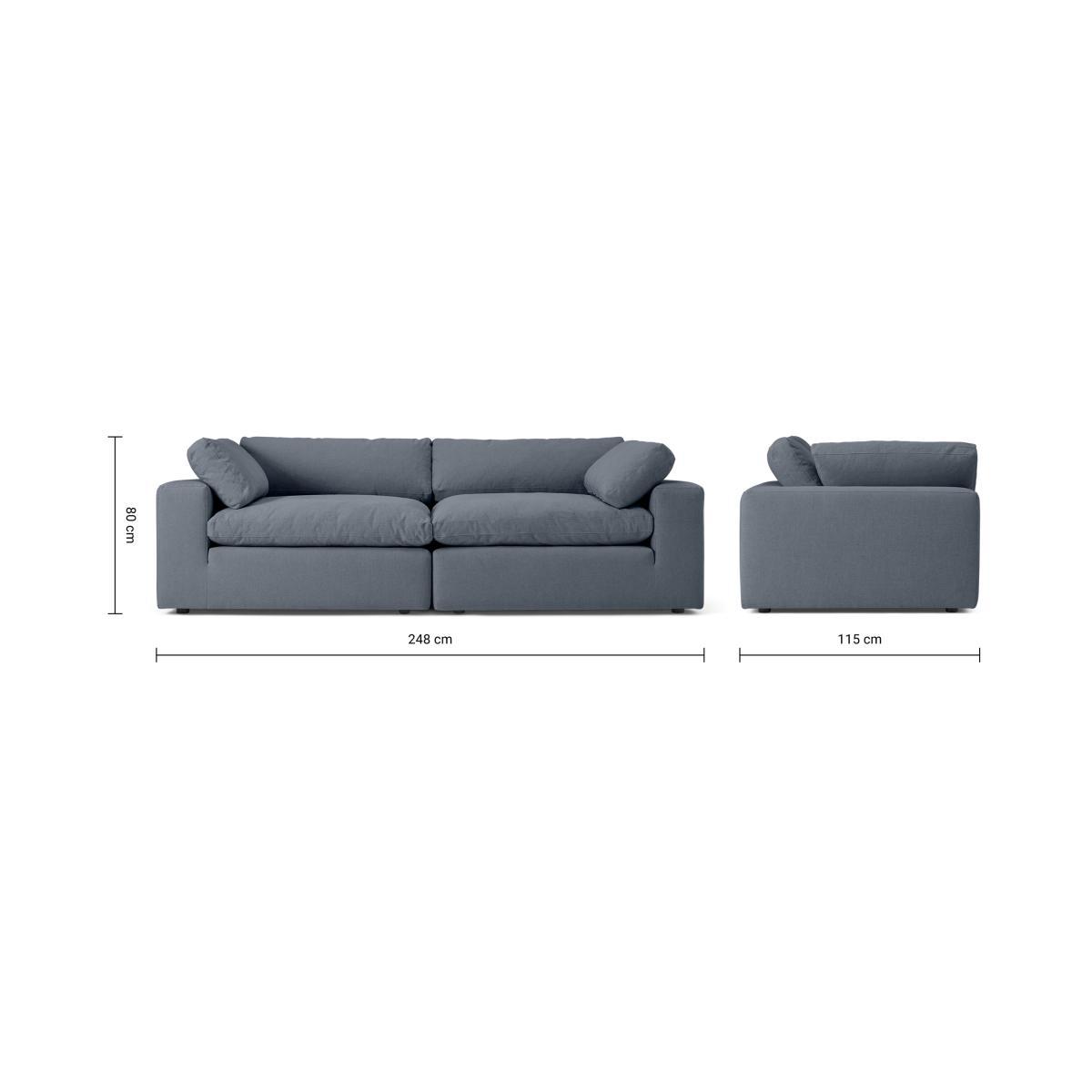 Samona 4 Seater Sofa, Jeans Blue Cotton & Linen Blend – image 9
