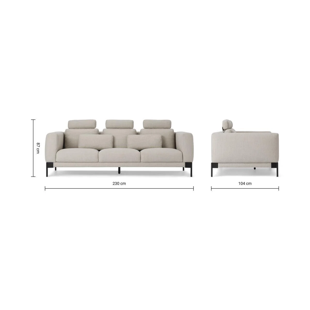 Daxton 3 Seater Sofa, Oat Weave – image 10