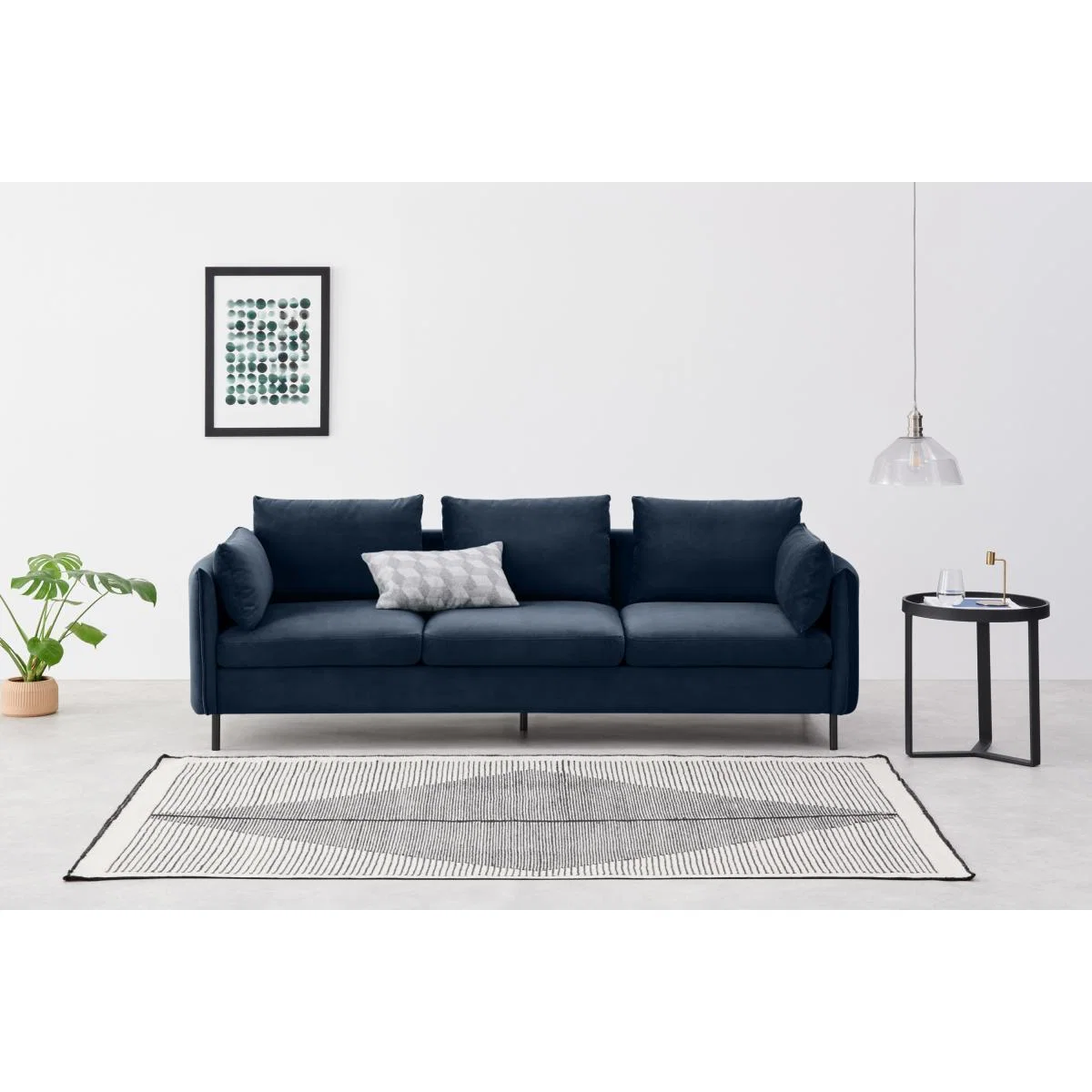 Vento 3 Seater Sofa, Sapphire Blue Velvet – image 4