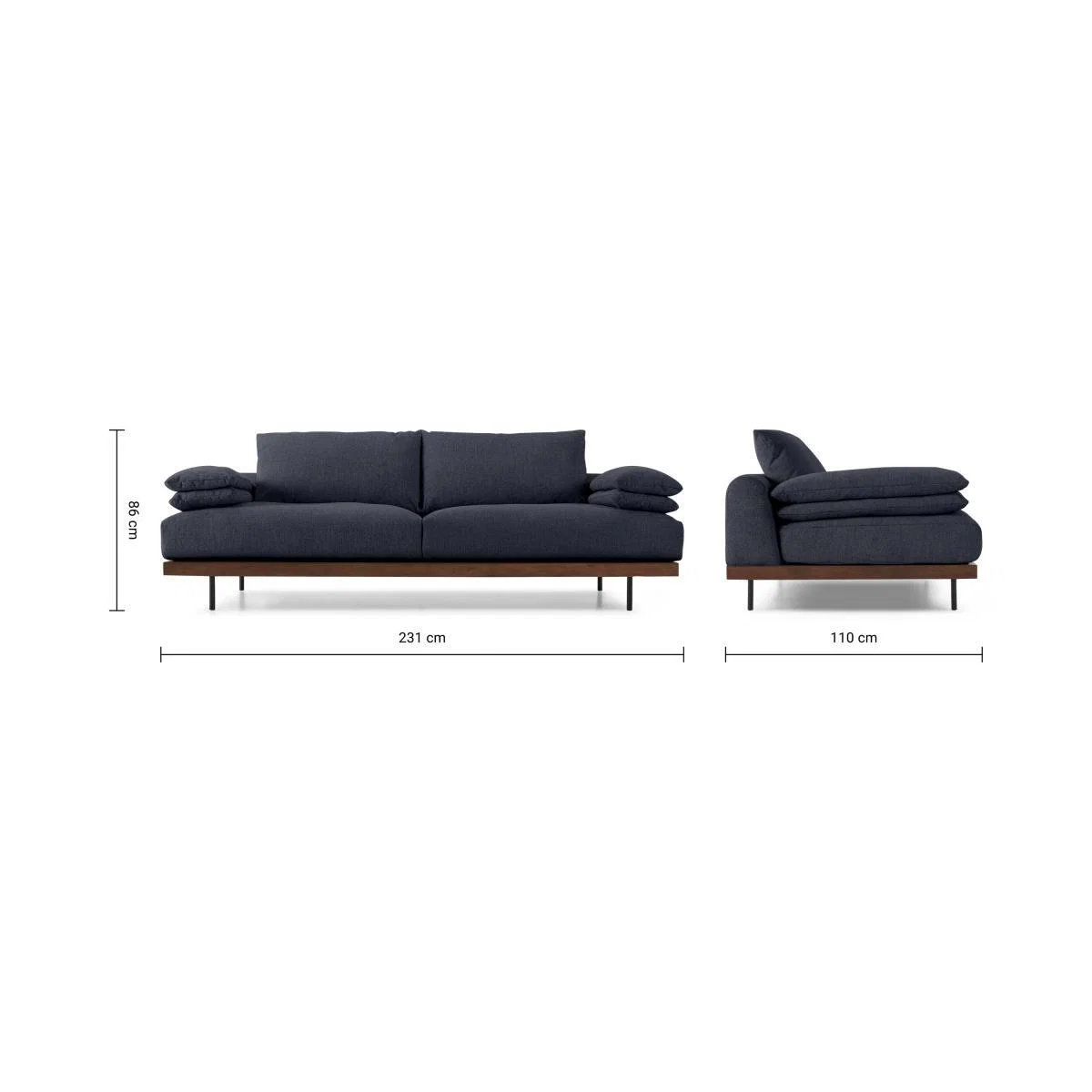Zita 3 Seater Sofa, Kyoto Denim Fabric – image 9