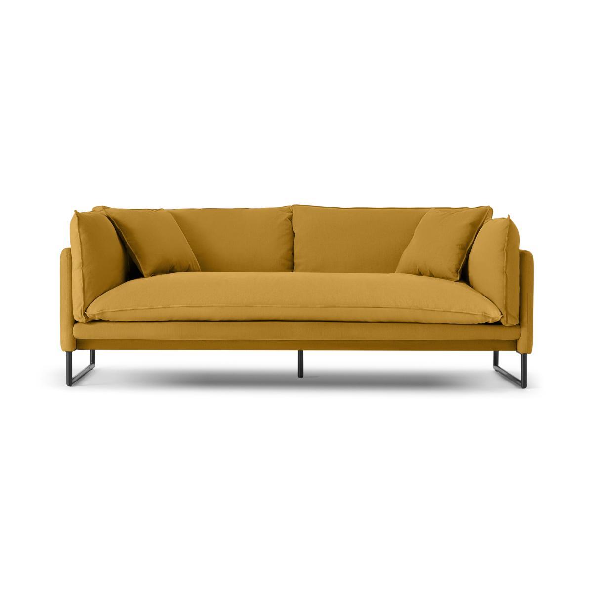 Malini 3 Seater Sofa, Ochre Cotton & Linen Mix – image 2