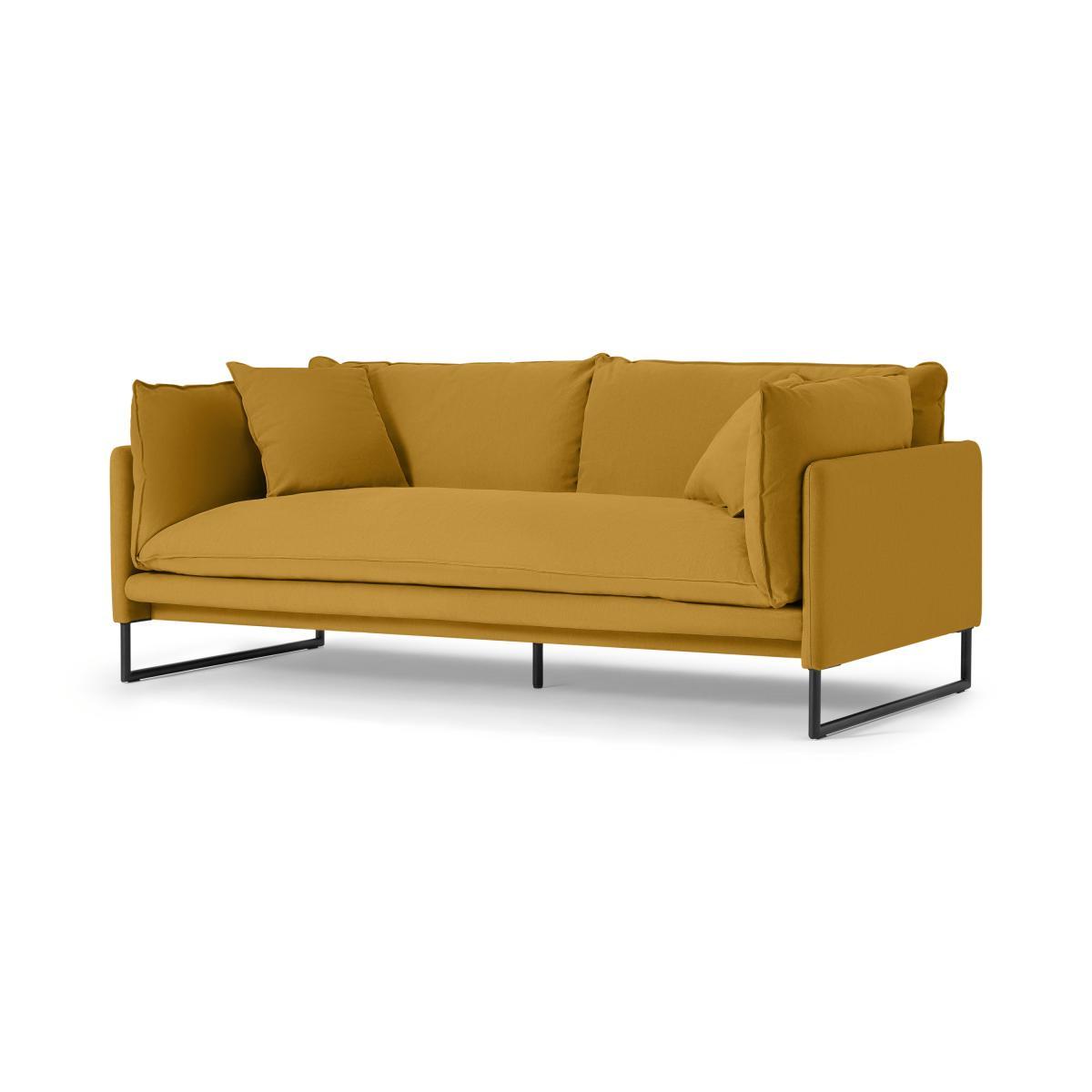 Malini 3 Seater Sofa, Ochre Cotton & Linen Mix – image 3