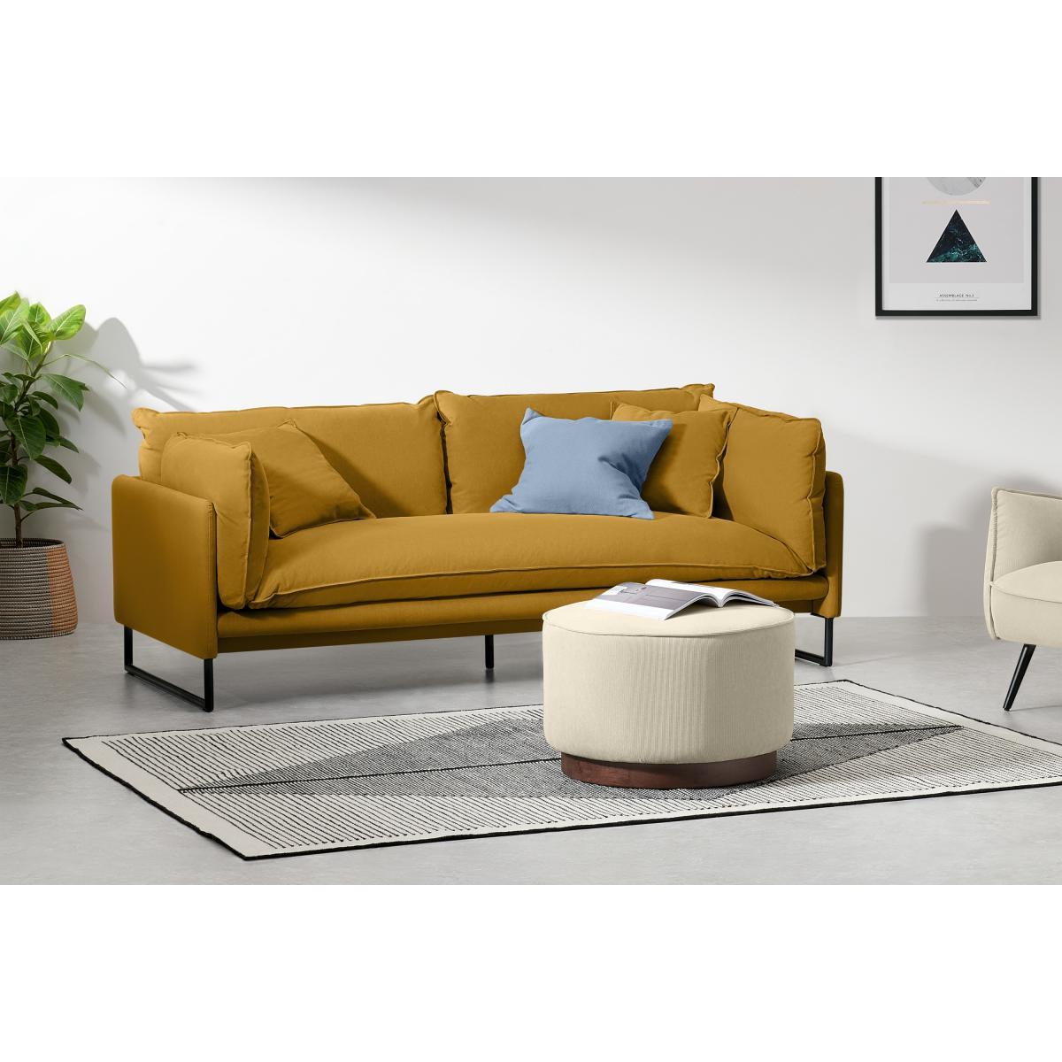 Malini 3 Seater Sofa, Ochre Cotton & Linen Mix – image 4