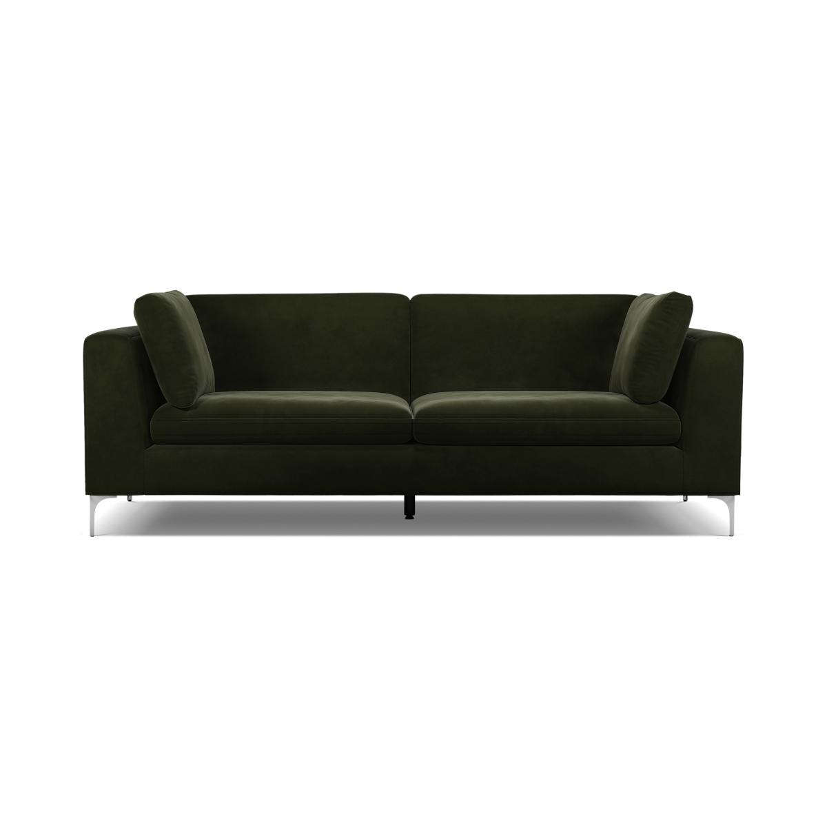 Monterosso 3 Seater Sofa, Dark Olive Velvet with Chrome Leg – image 2